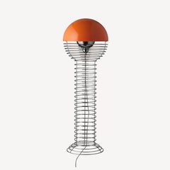 Verpan Wire Floor Lamp with Orange Shade by Verner Panton