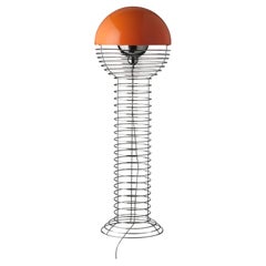 Verpan Wire Floor Lamp with Orange Shade by Verner Panton