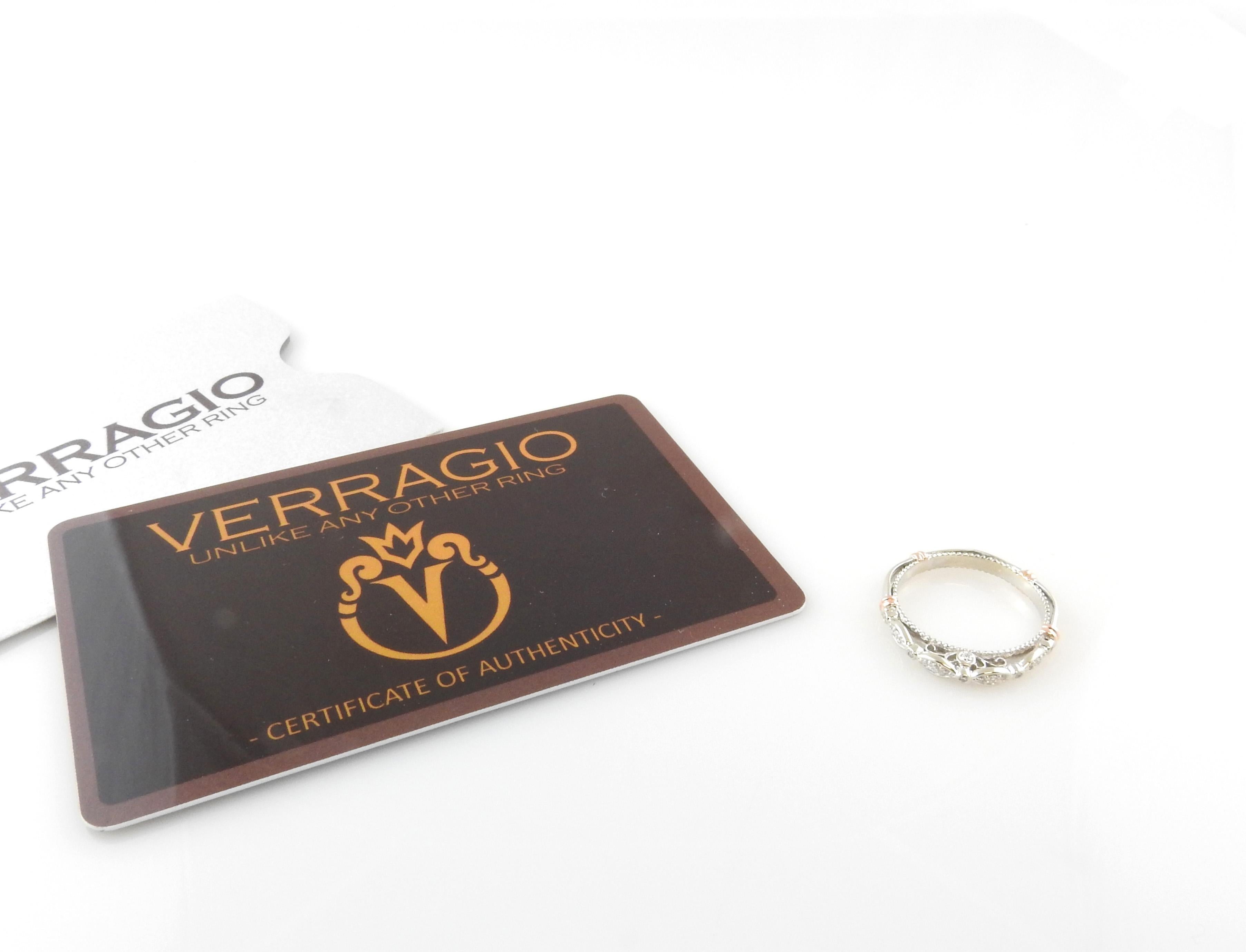 Verragio 14k White and Rose Gold Diamond Wedding Band 7