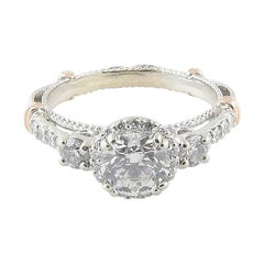 Verragio 14K White and Rose Gold Engagement Ring .92carat Center GIA Certified