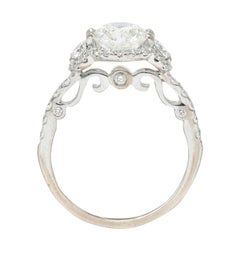 Verragio 1.85 Carats Brilliant Diamond 18 Karat White Gold Halo Engagement Ring