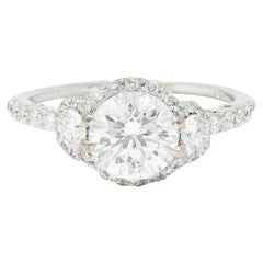 Used Verragio 1.85 Carats Brilliant Diamond 18 Karat White Gold Halo Engagement Ring