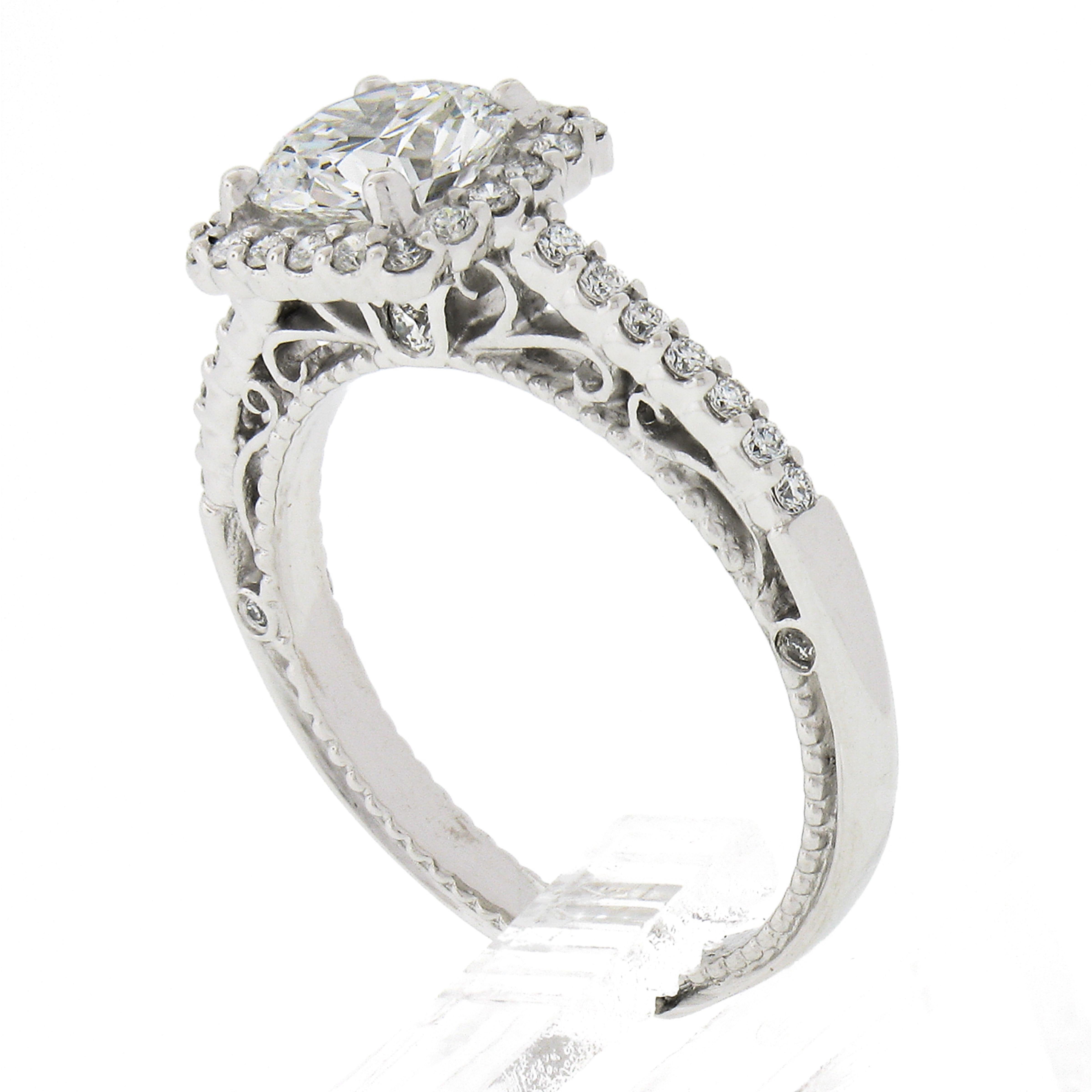 Verragio 18k White Gold 1.43ctw GIA Round Brilliant Cut Diamond Engagement Ring For Sale 3