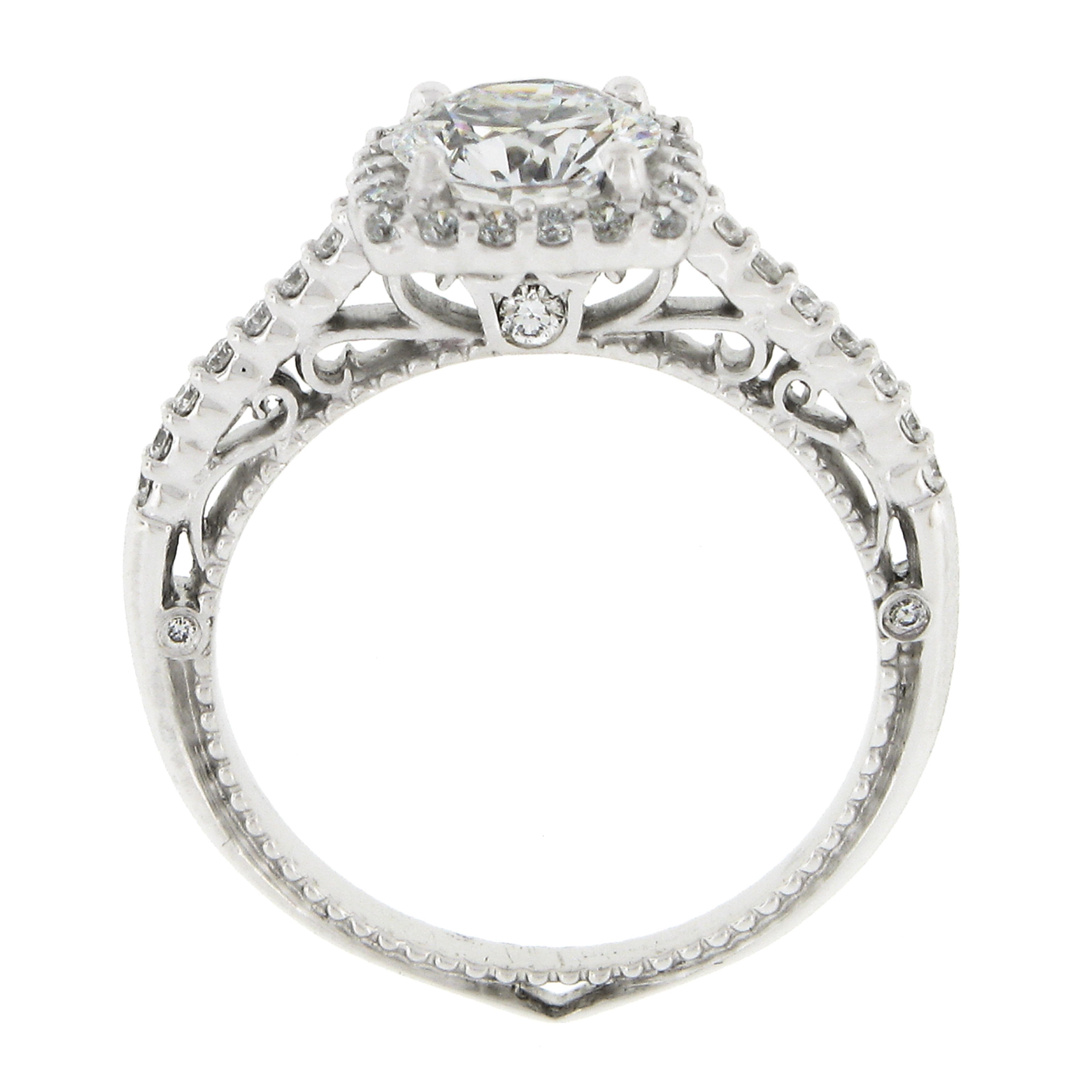 Verragio 18k White Gold 1.43ctw GIA Round Brilliant Cut Diamond Engagement Ring For Sale 2