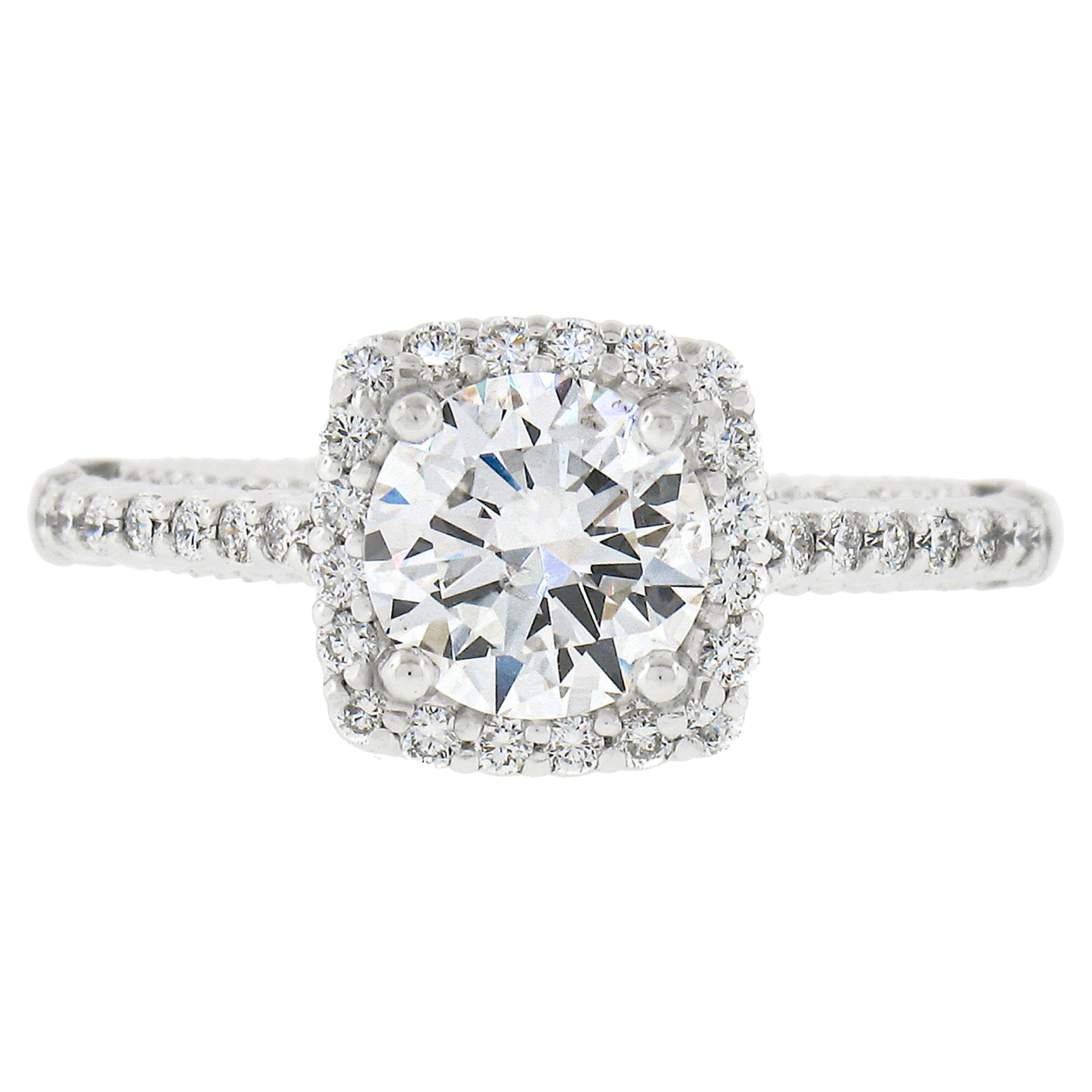 Verragio 18k White Gold 1.43ctw GIA Round Brilliant Cut Diamond Engagement Ring For Sale