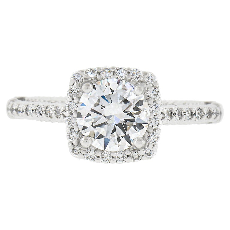 Bague De Fiançailles Or Blanc 14 Carats Avec Diamant Simulé Ronde - Taille 8, Personnalisable