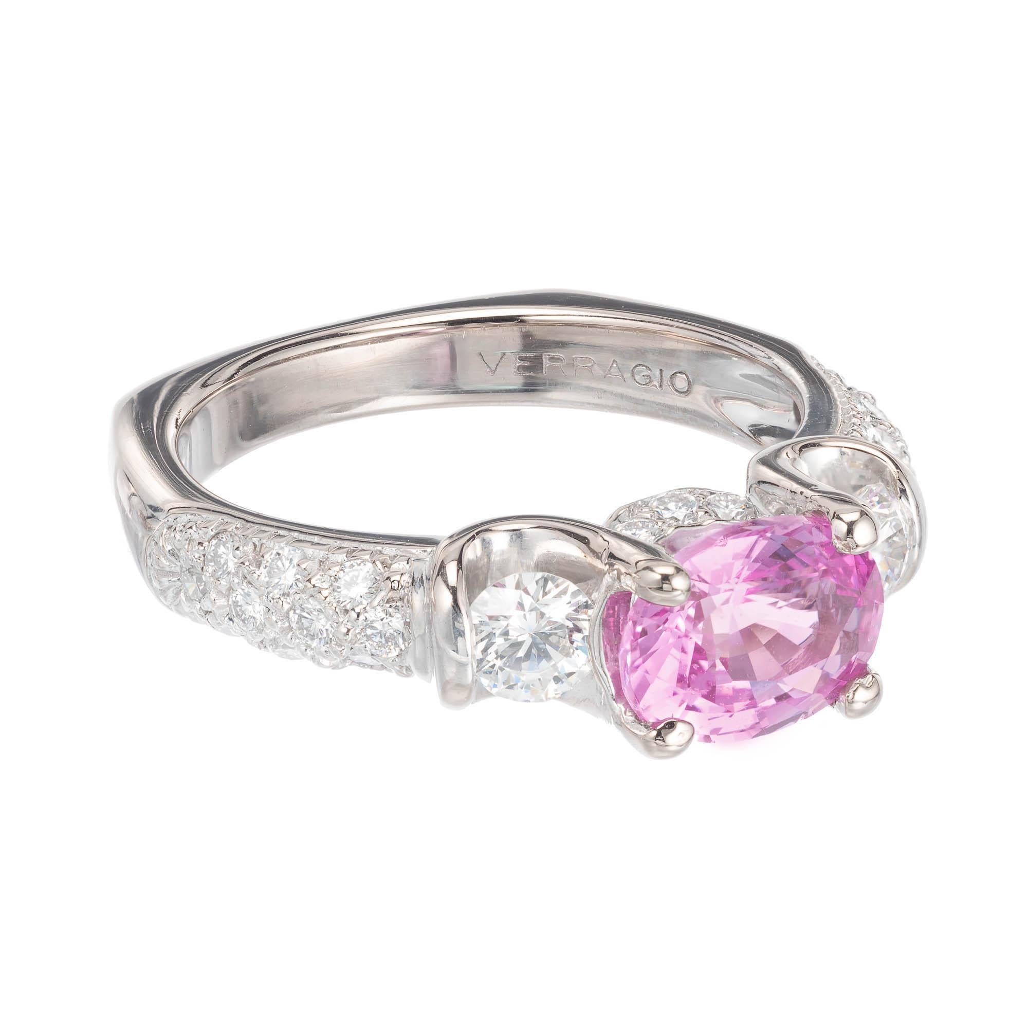 Verragio Verlobungsring mit GIA-zertifiziertem 1,60 Karat rosa Saphir und Diamant in Gold (Ovalschliff) im Angebot