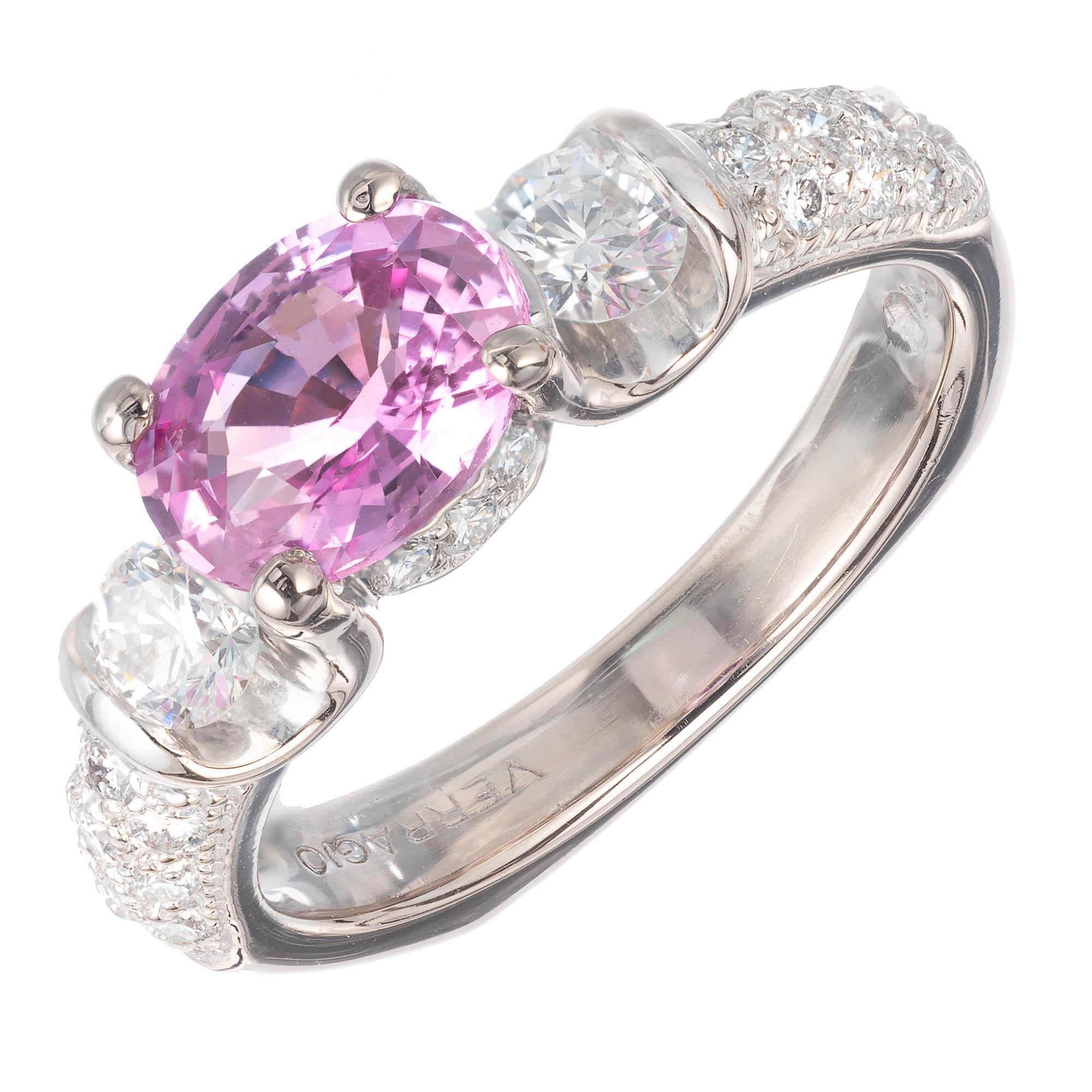 Verragio GIA Certified 1.60 Carat Pink Sapphire Diamond Gold Engagement Ring