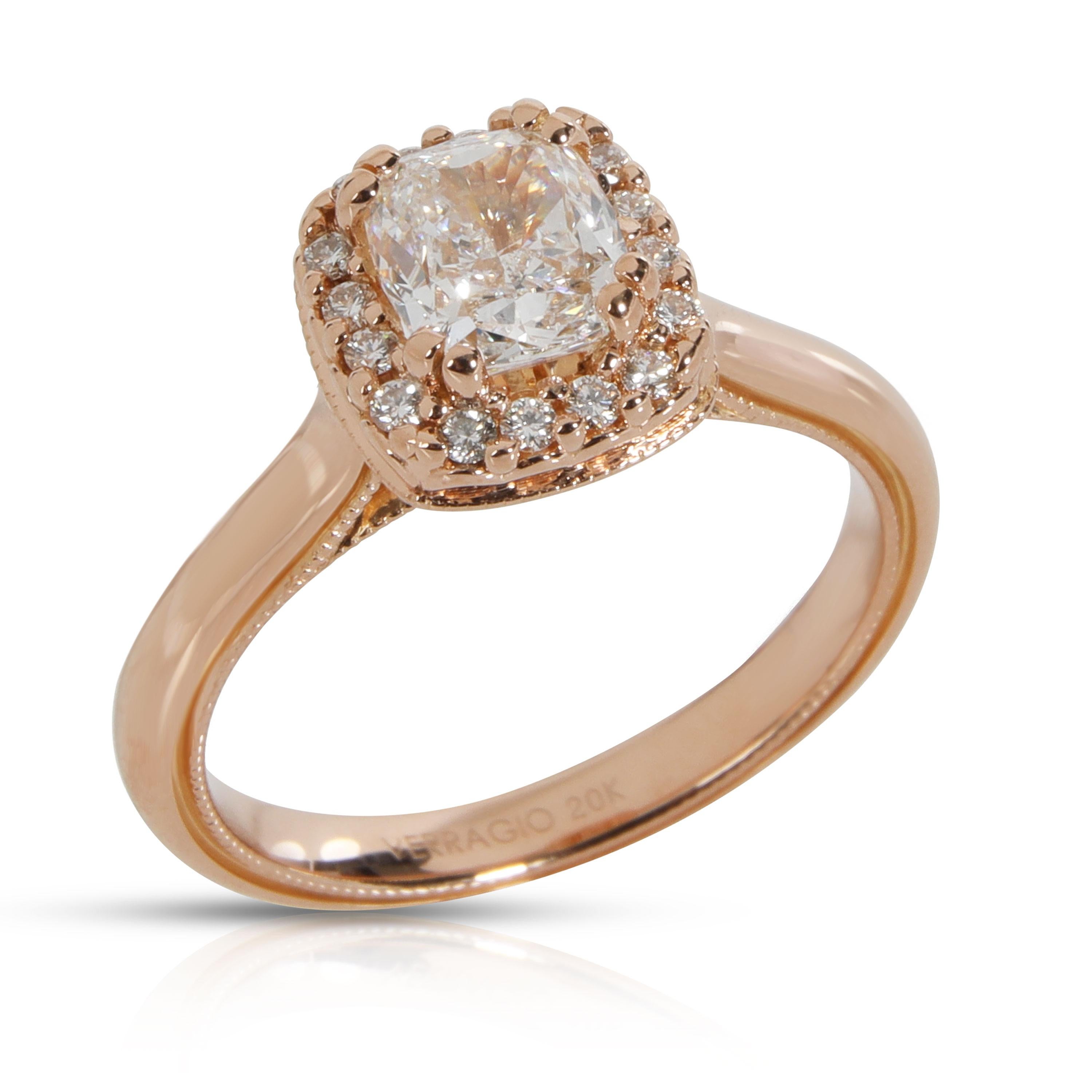 Modern Verragio Halo Diamond Engagement Ring in 20K Rose Gold GIA E IF1.45 CTW