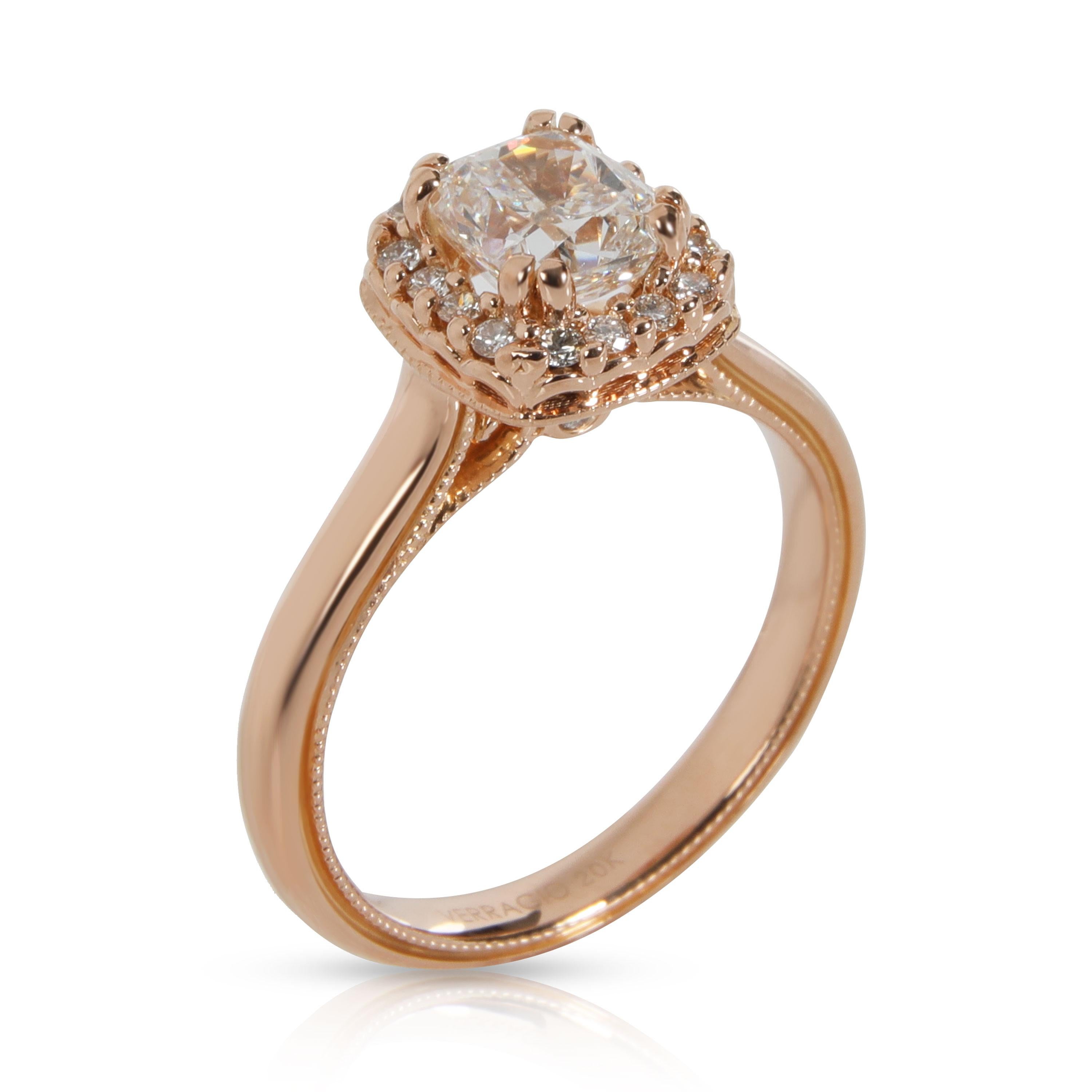 Verragio Halo Diamond Engagement Ring in 20K Rose Gold GIA E IF1.45 CTW In Excellent Condition In New York, NY