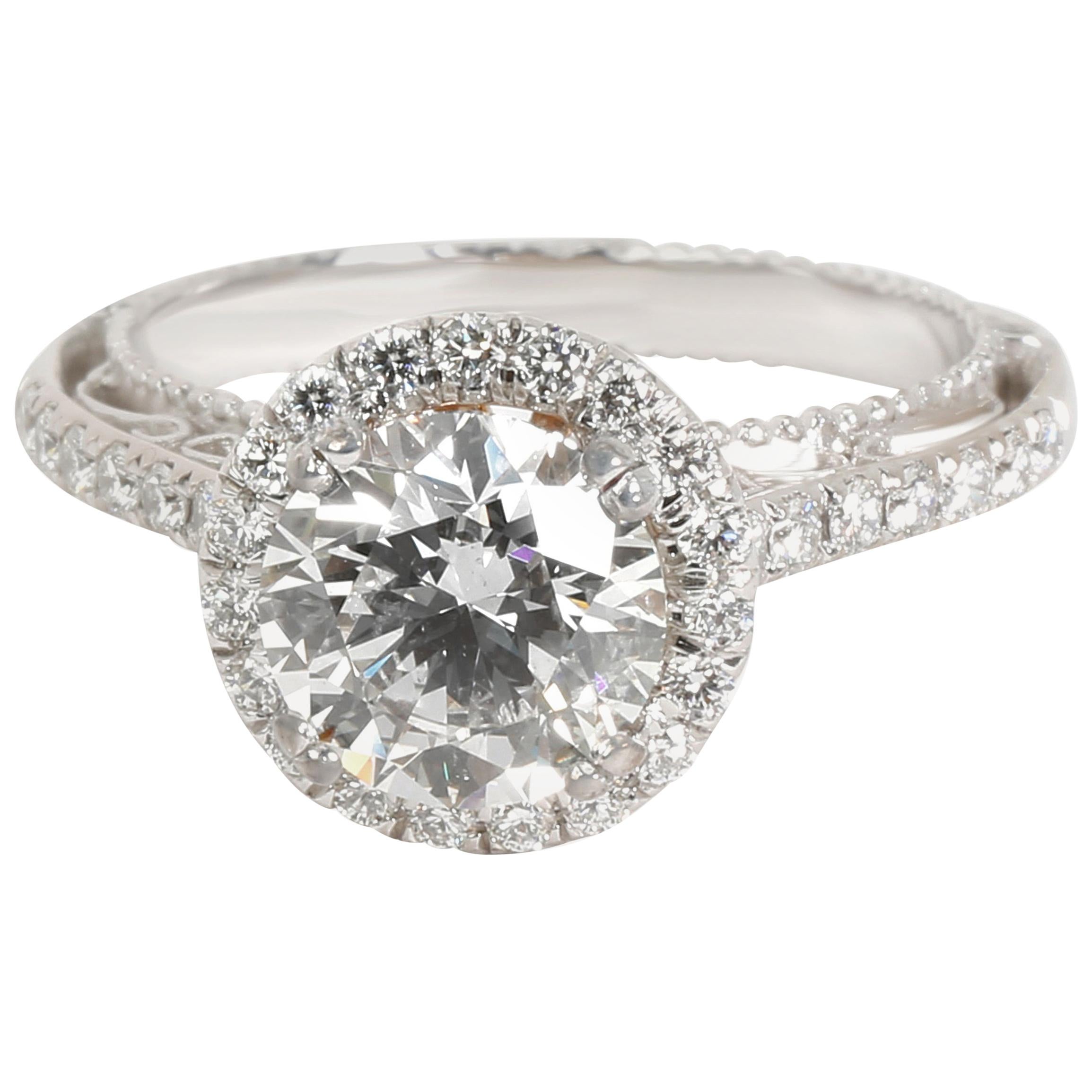 Verragio Halo Diamond Ring in 18 Karat 2-Tone Gold GIA I SI1 2.1 Carat
