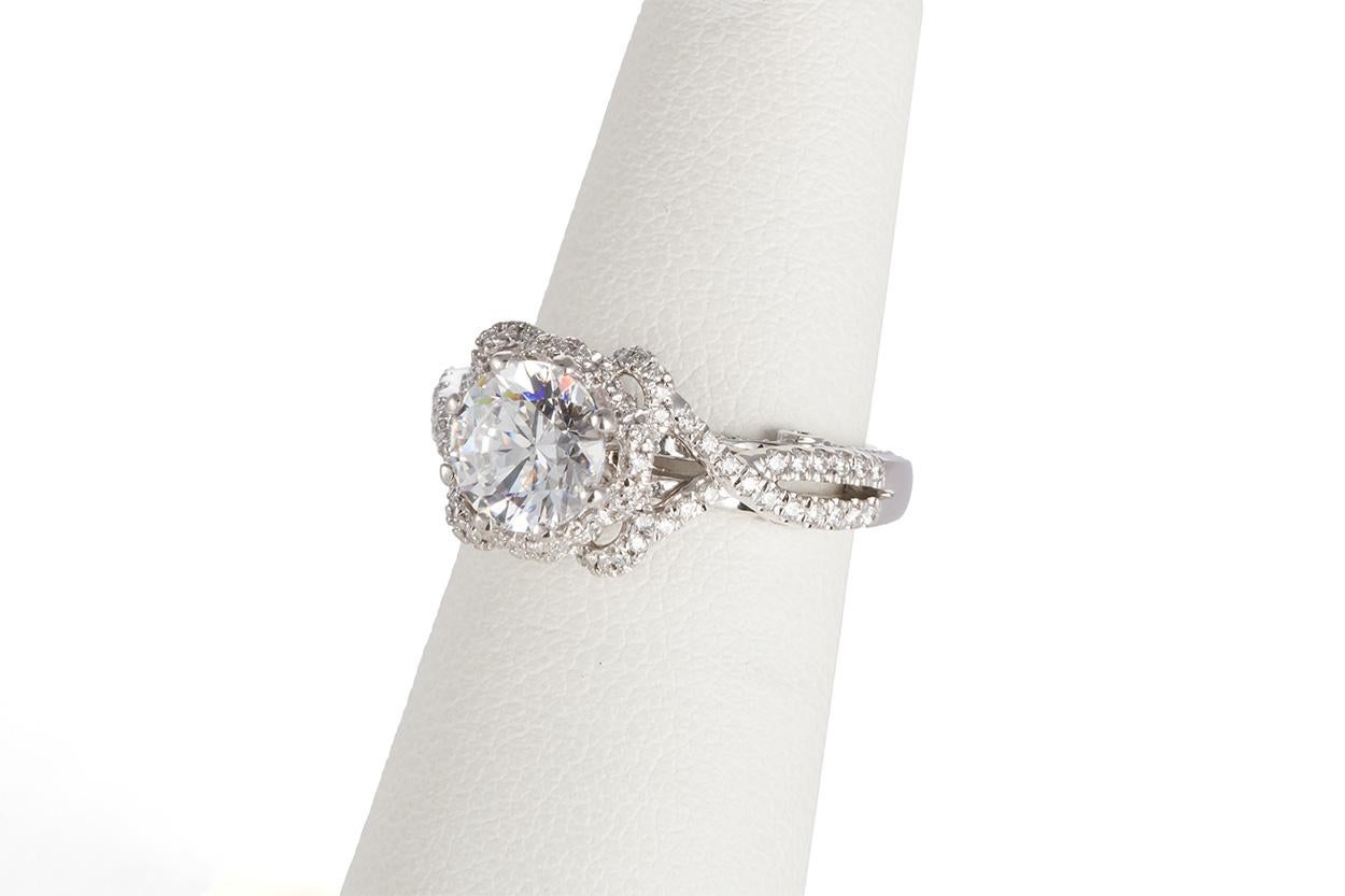 Modern Verragio Insignia-7087R 18 Karat White Gold and Diamond Petal Engagement Ring