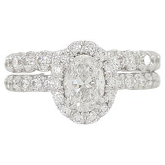 Verragio Oval Brilliant Cut Diamond Halo and Wedding Set Rings