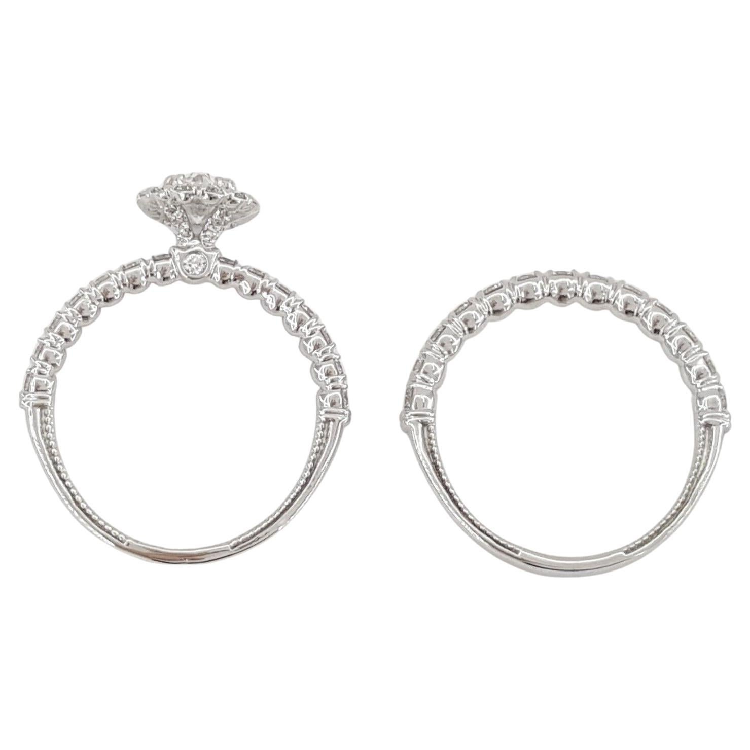 Verragio Oval Brillantschliff Diamant Halo und Hochzeit Set Ringe im Zustand „Neu“ im Angebot in Rome, IT
