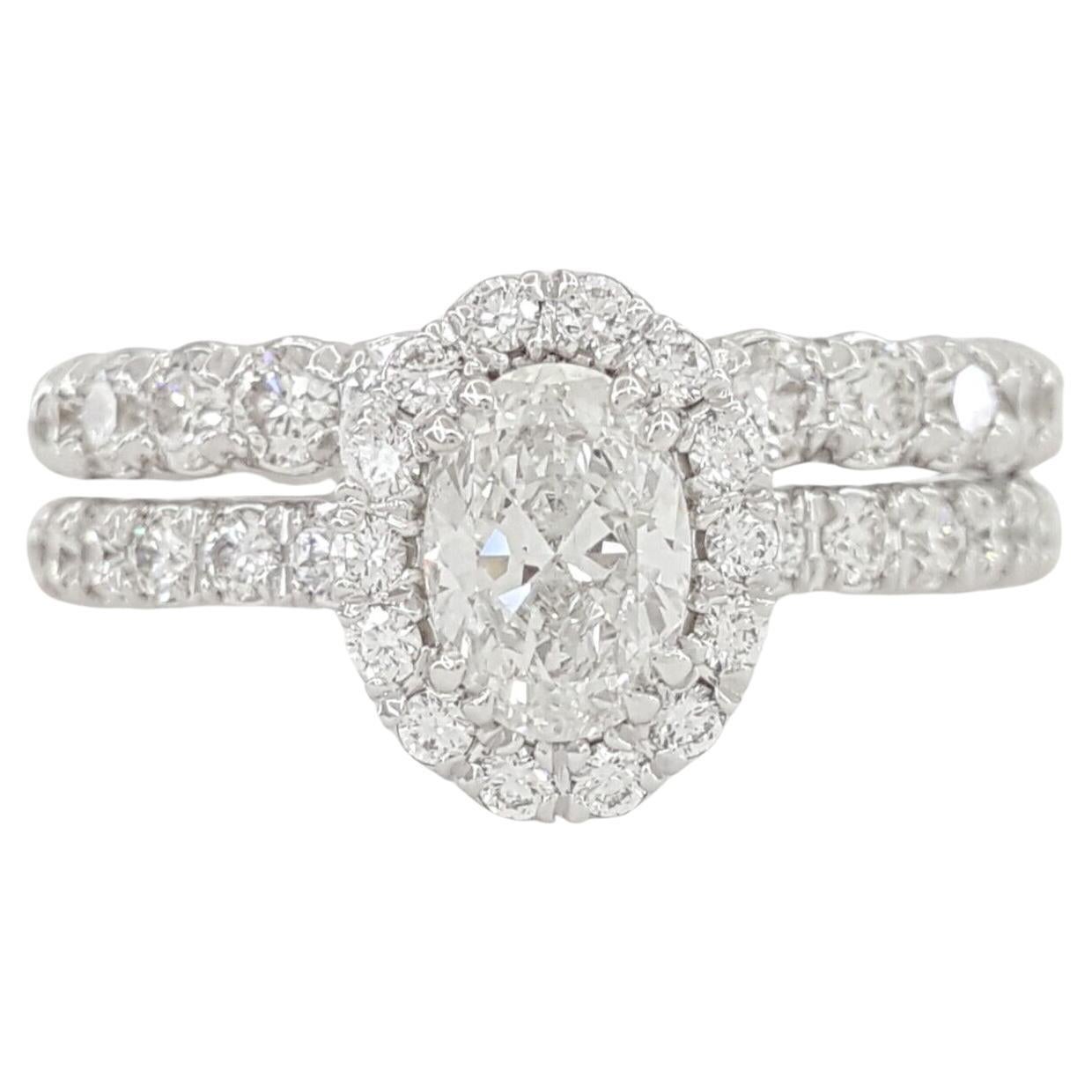 Verragio Oval Brilliant Cut Diamond Halo and Wedding Set Rings For Sale