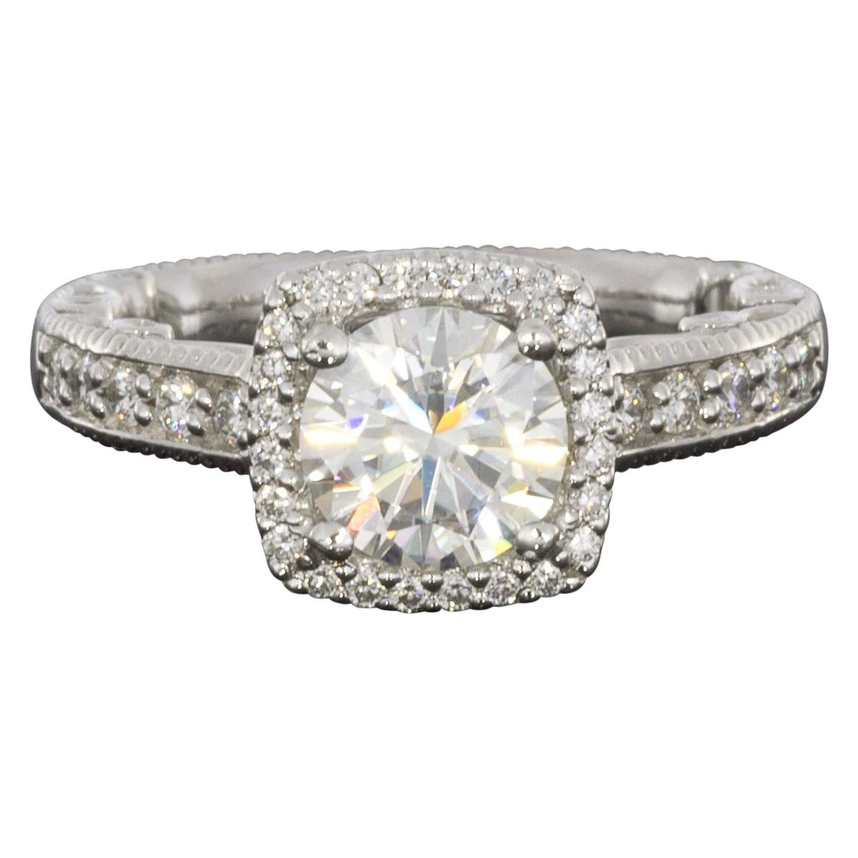 Verragio Paradiso Colorless Moissanite and Diamond Halo Engagement Ring