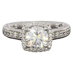 Used Verragio Paradiso Colorless Moissanite and Diamond Halo Engagement Ring