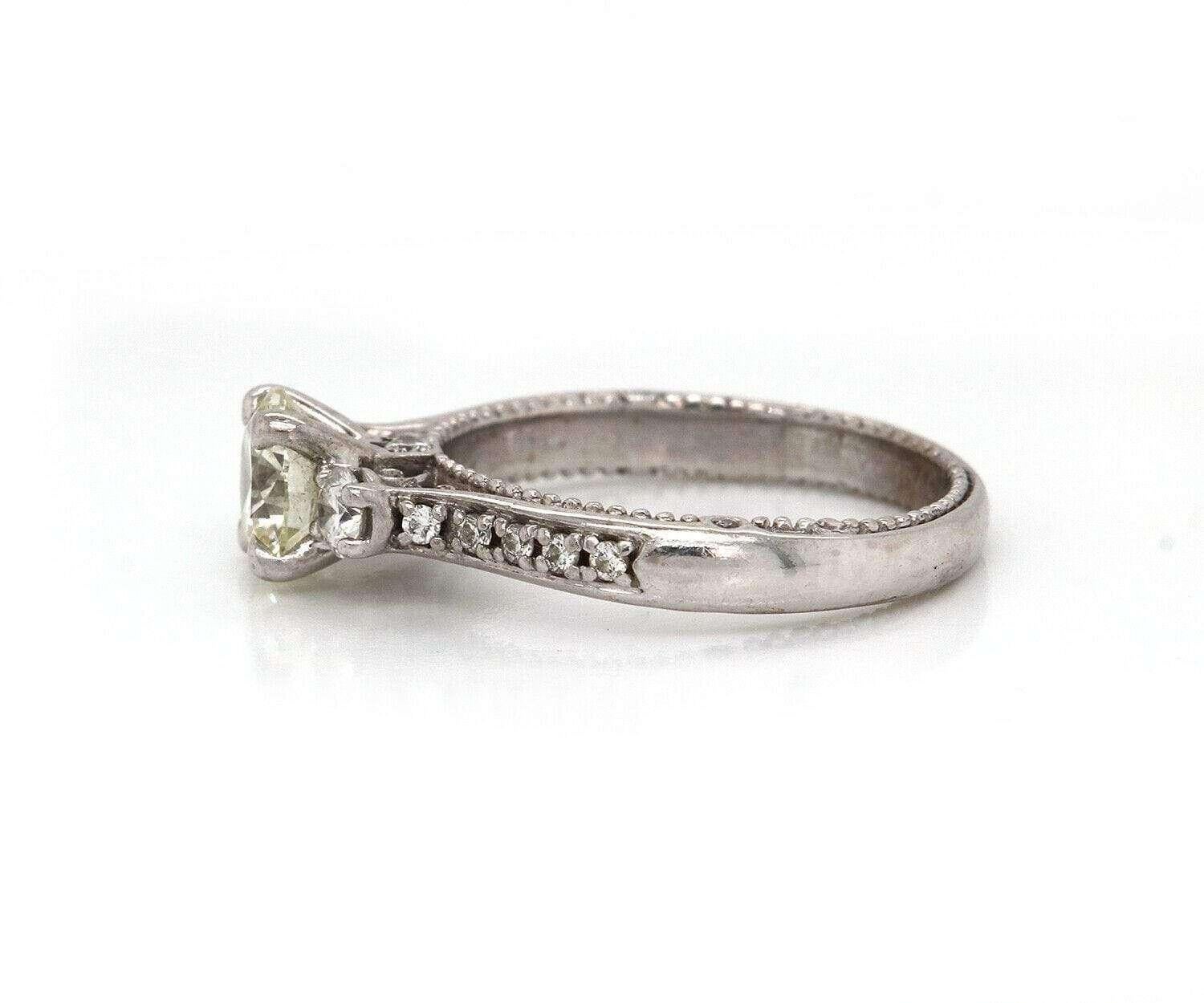 Round Cut Verragio Parisian 1.50 CTW Round Diamond Engagement Ring in 18K White Gold For Sale