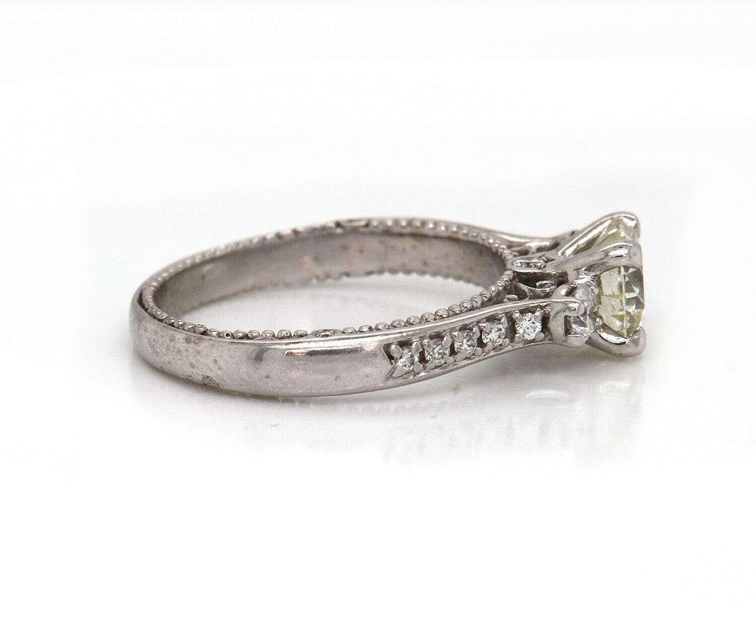 Women's Verragio Parisian 1.50 CTW Round Diamond Engagement Ring in 18K White Gold For Sale