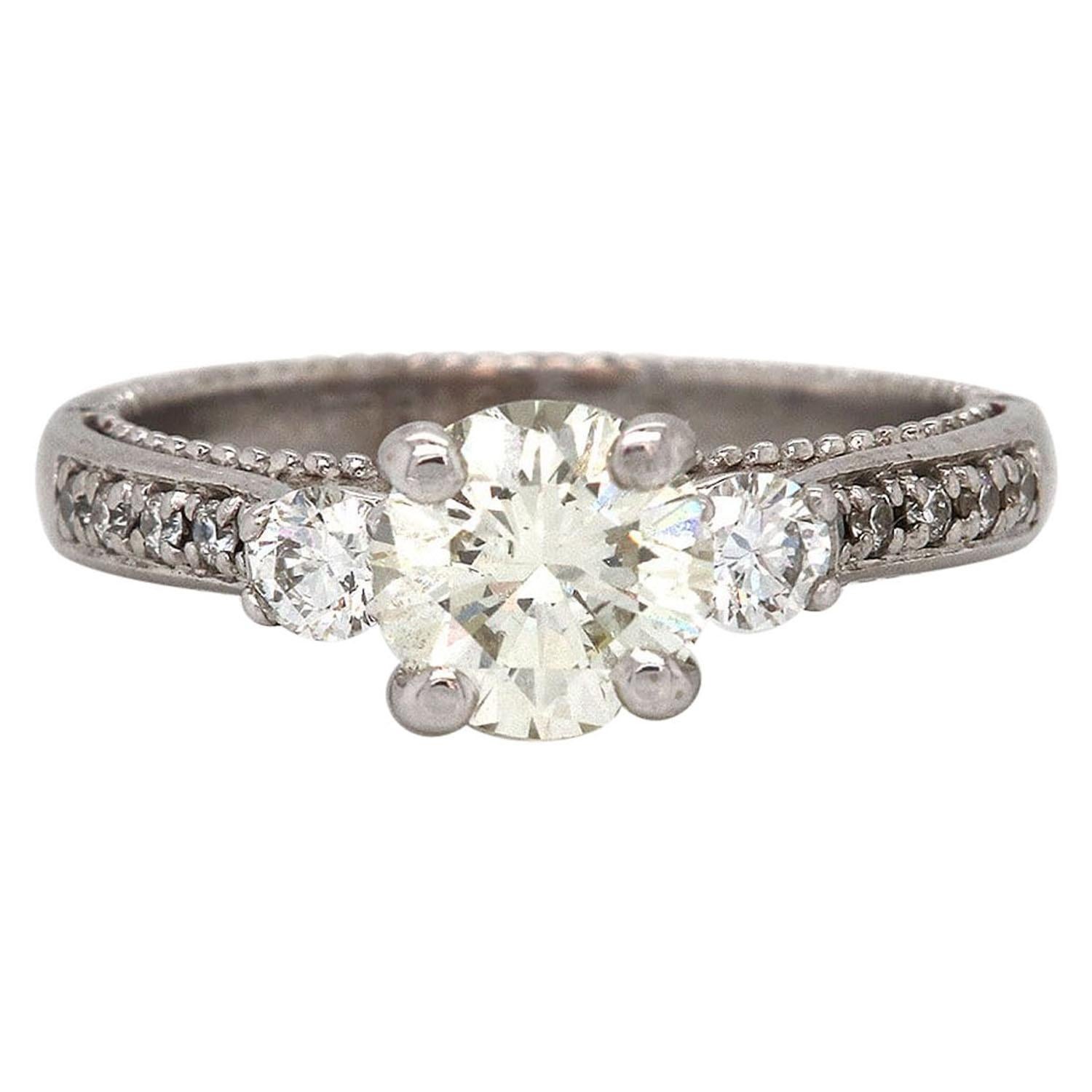 Verragio Parisian 1.50 CTW Round Diamond Engagement Ring in 18K White Gold For Sale