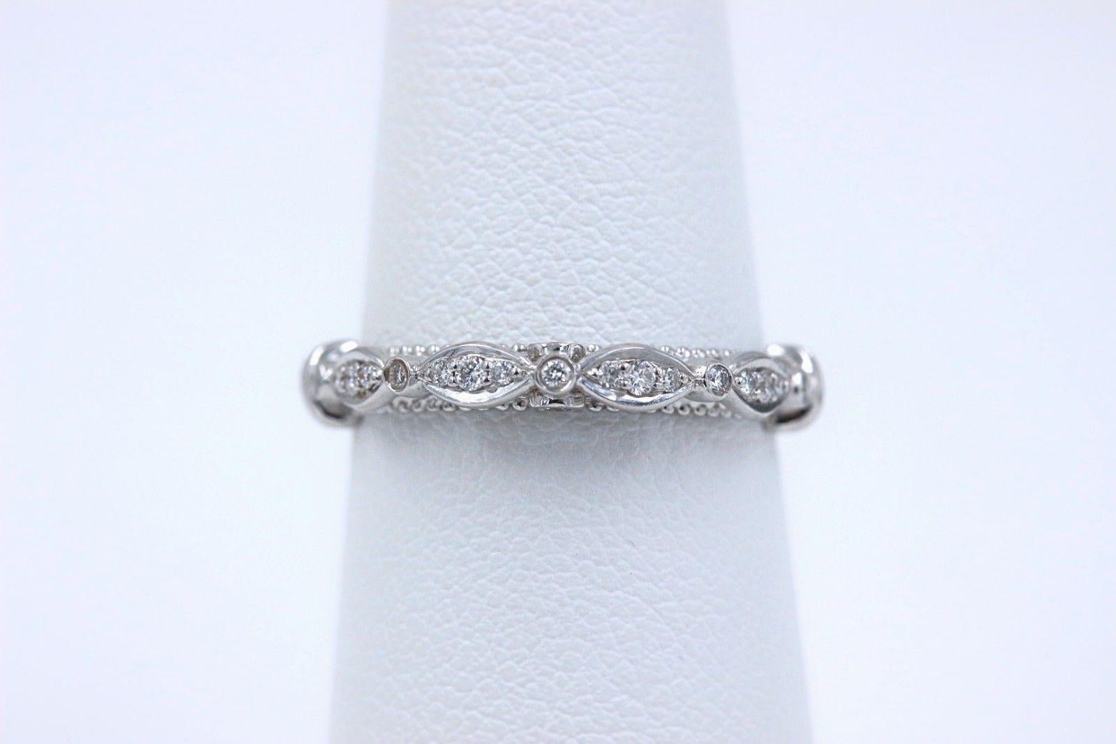 Round Cut Verragio Parisian Collection Diamond Wedding Band Ring 14 Karat White Gold