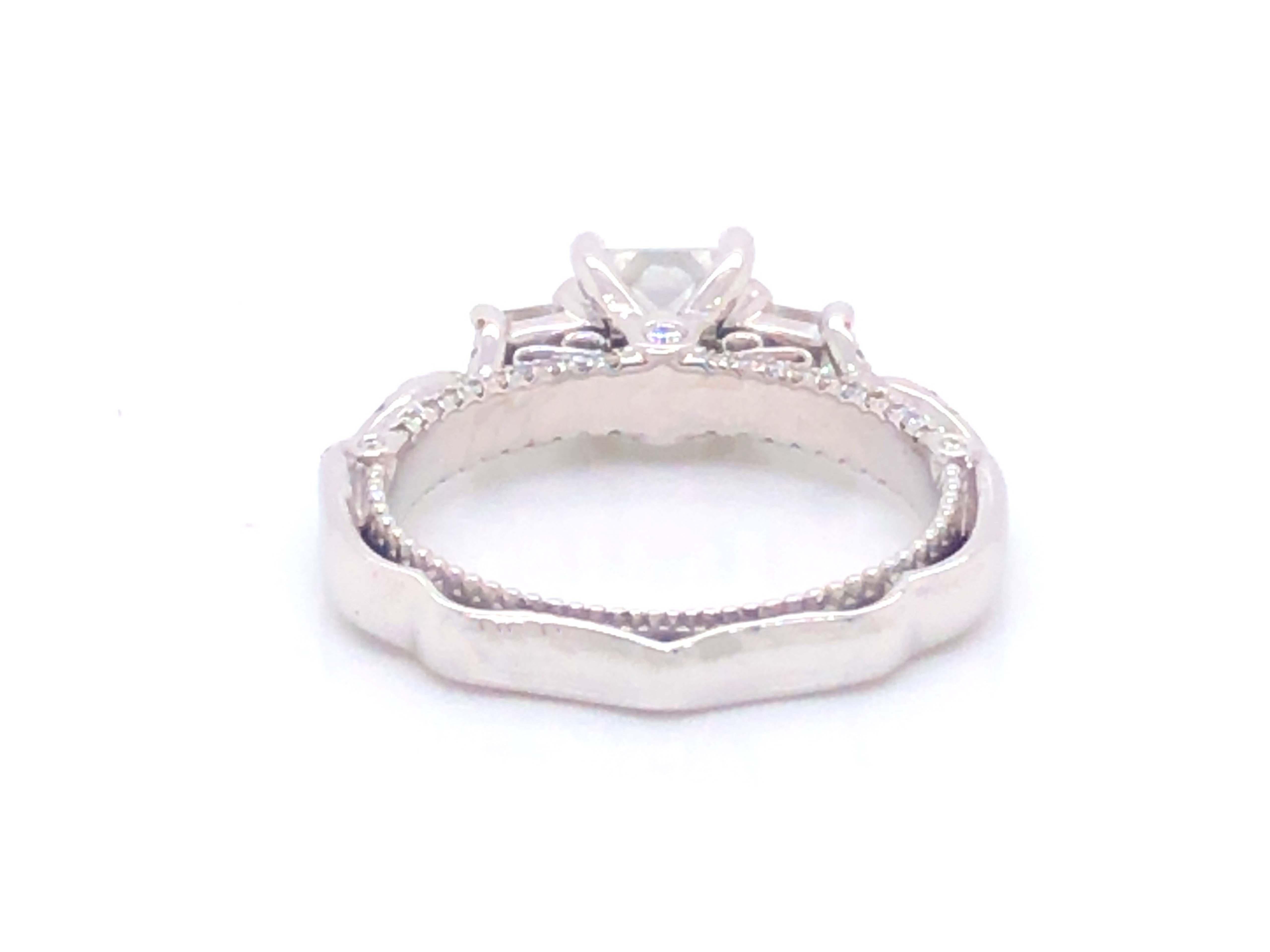 Verragio Princess Cut Diamond Engagement Ring Set in 14K White Gold For Sale 2