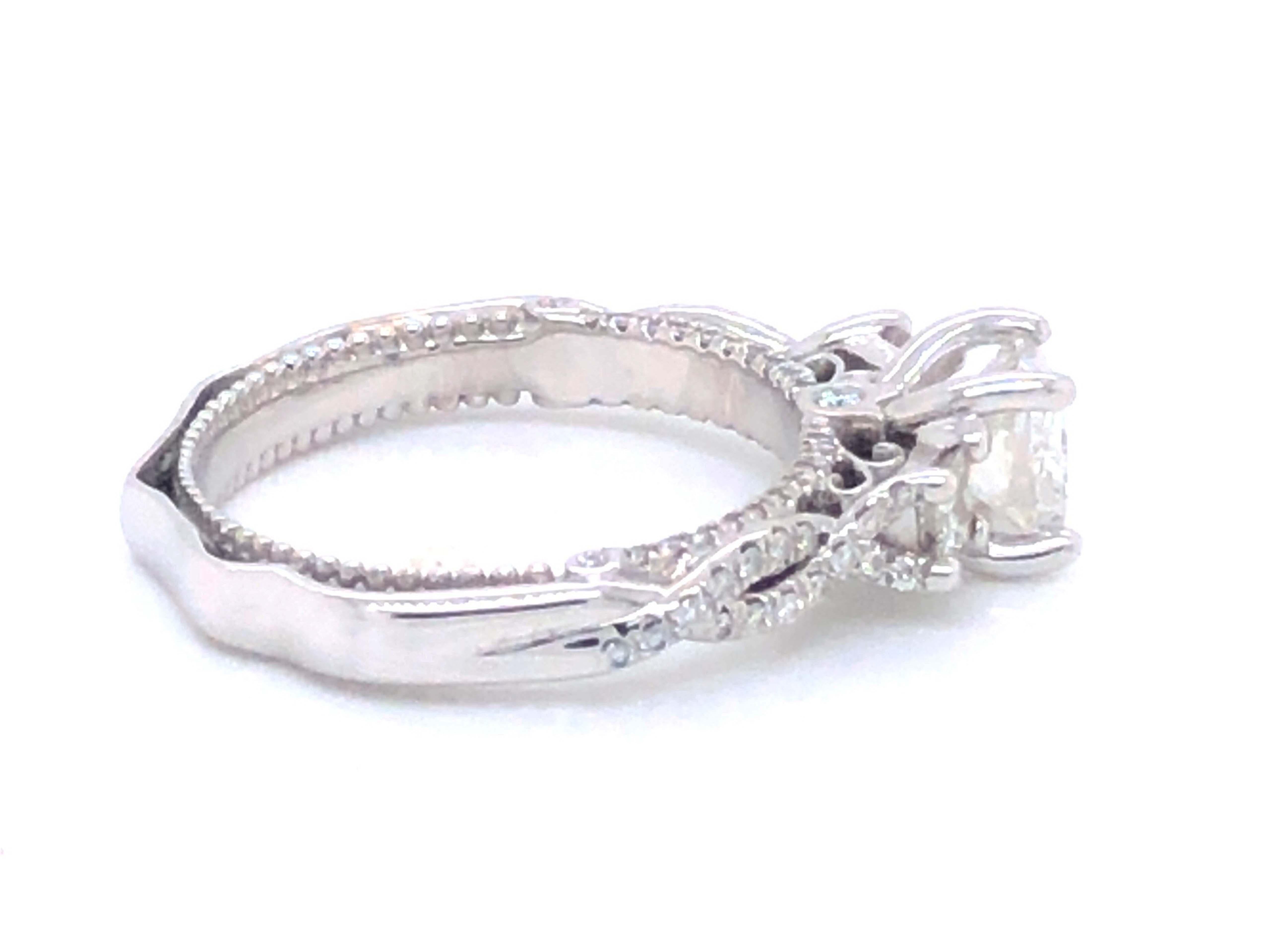 Women's Verragio Princess Cut Diamond Engagement Ring Set in 14K White Gold For Sale