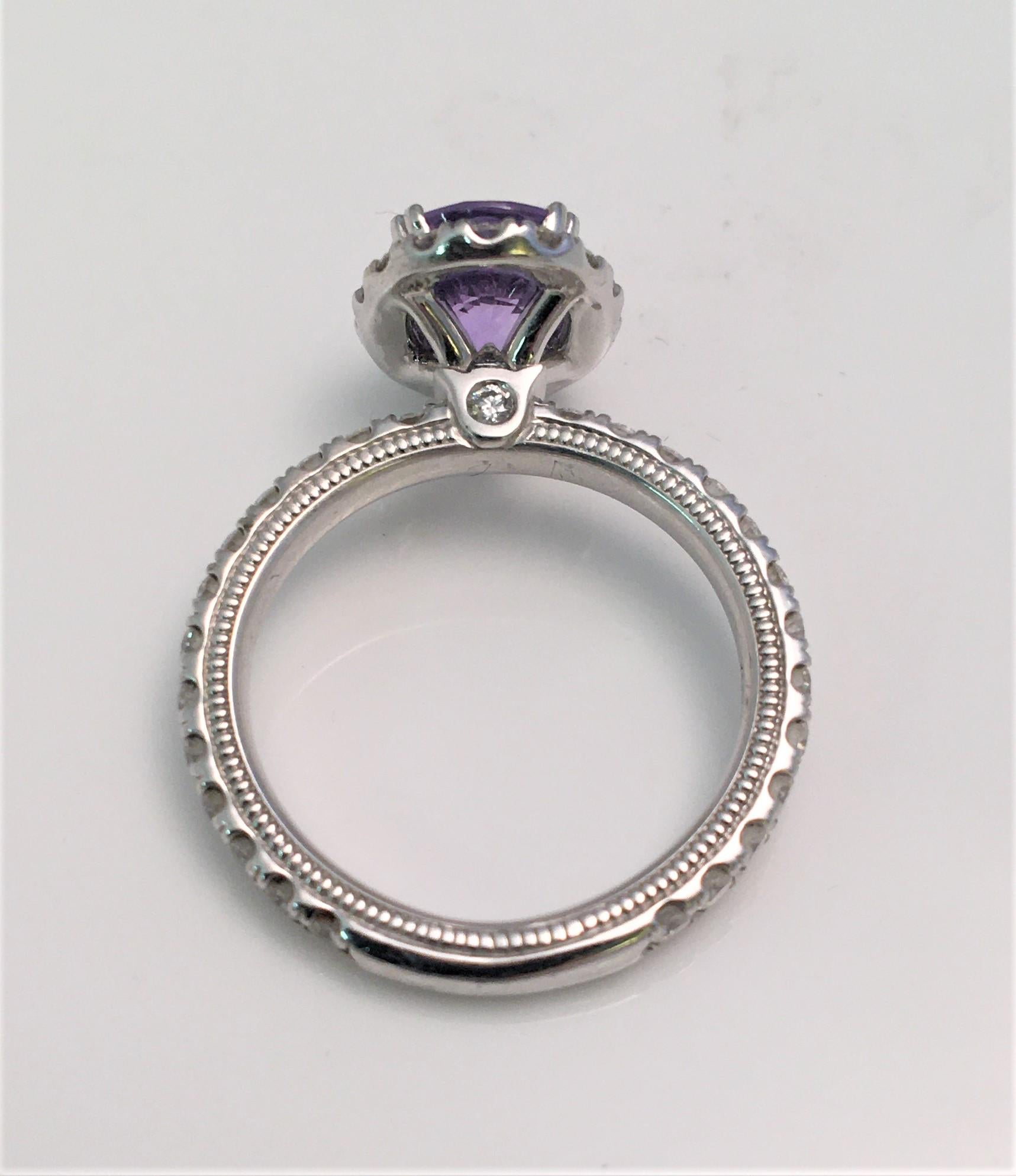 Verragio Bague en saphir violet et diamants Excellent état - En vente à Cincinnati, OH