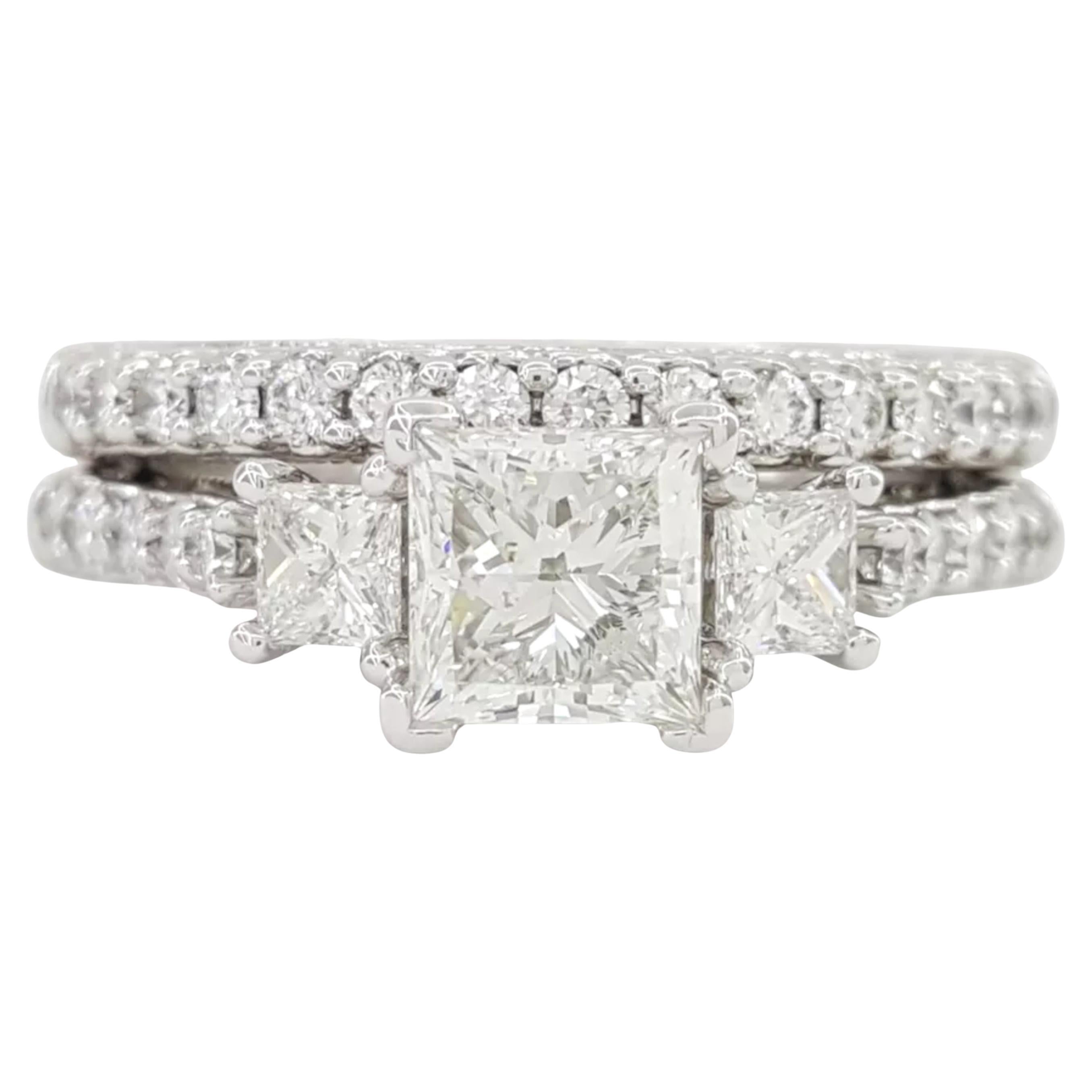 Oval Cut Verragio Renaissance 1.8 ctw Princess Brilliant Cut Diamond Engagement Ring For Sale