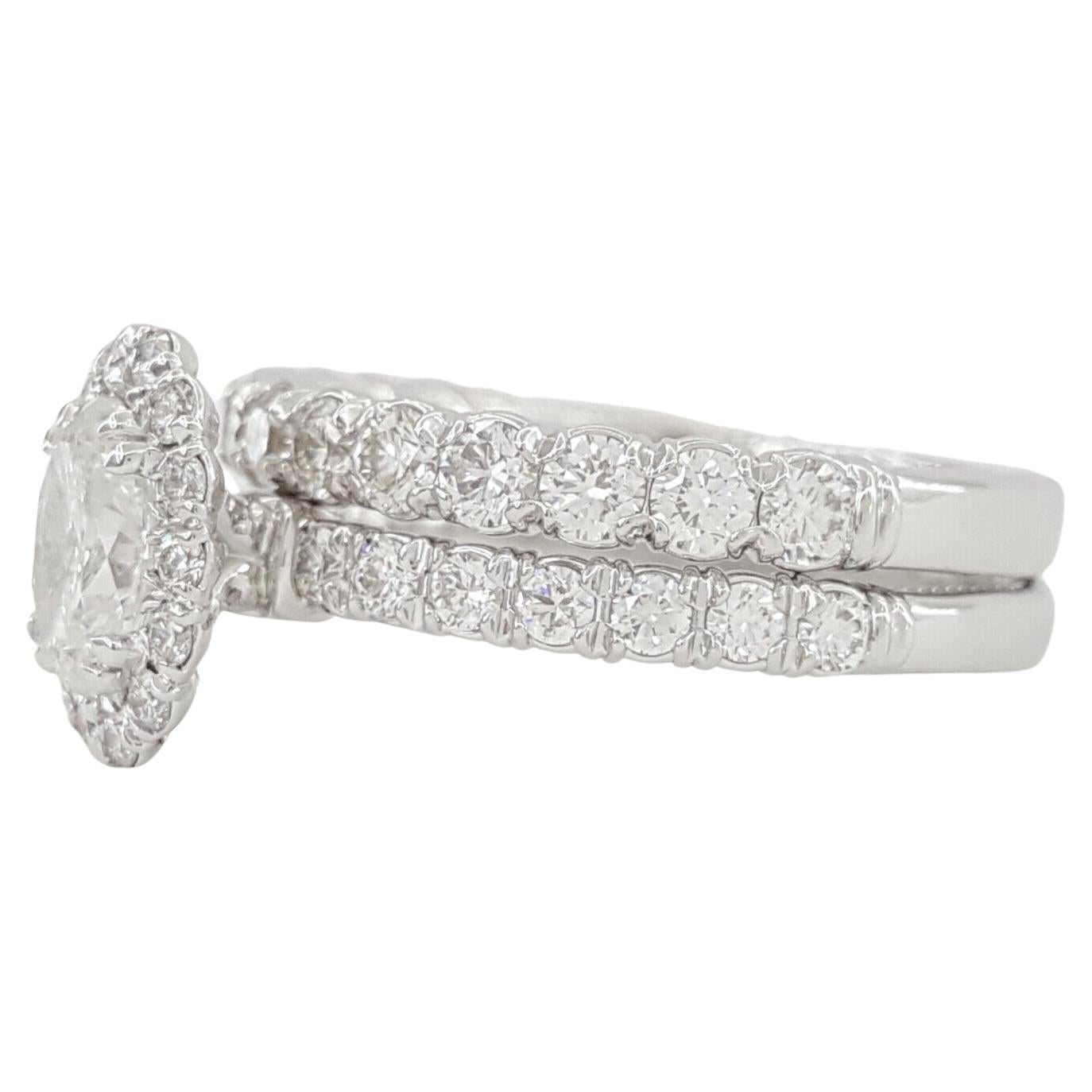 Verragio-954OV18 1.95 ct poids total diamant ovale taille brillant Halo bague de fiançailles et de mariage 14k or blanc 