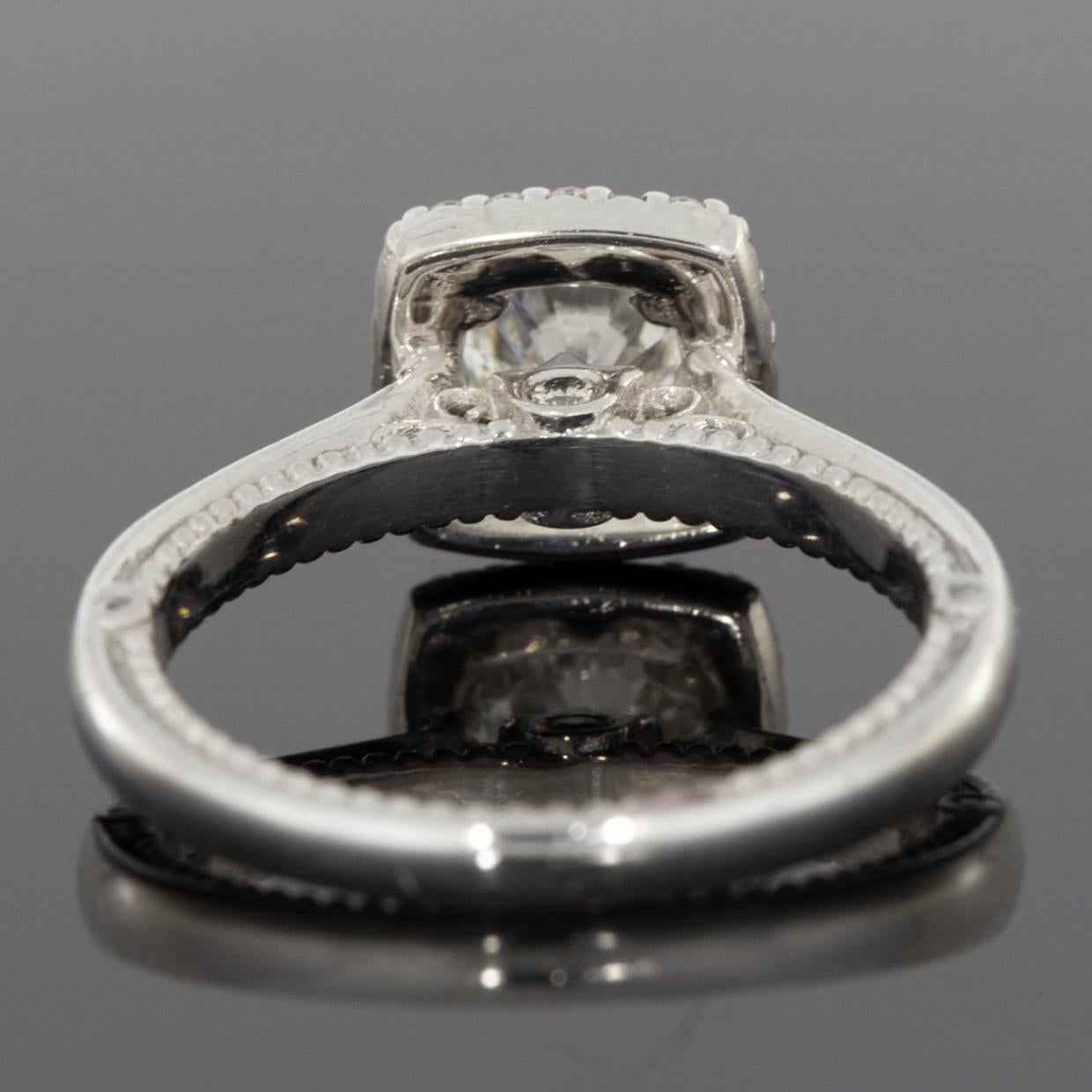 Round Cut Verragio Venetian White Gold 1.33 Carat Round Diamond Halo Engagement Ring