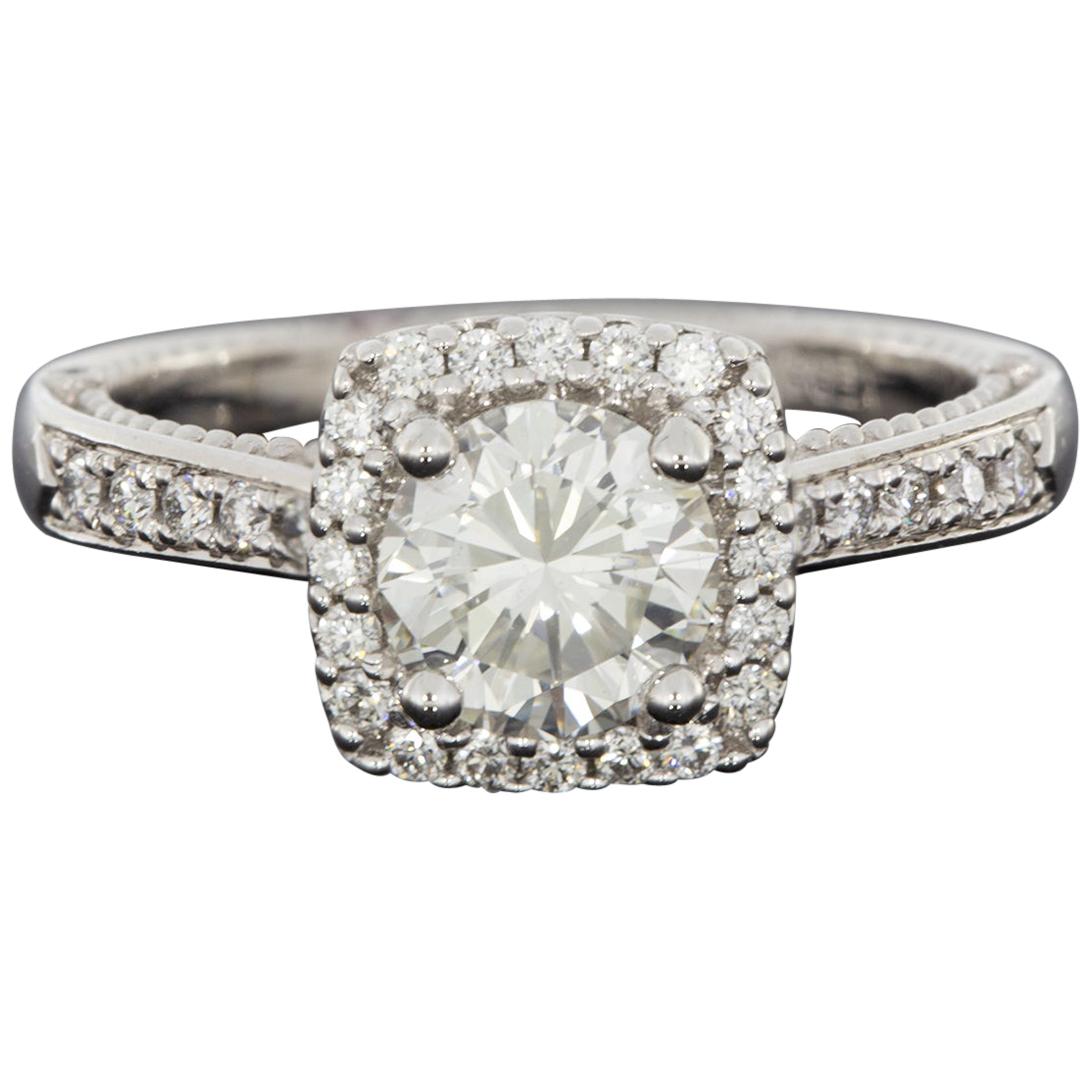 Verragio Venetian White Gold 1.33 Carat Round Diamond Halo Engagement Ring