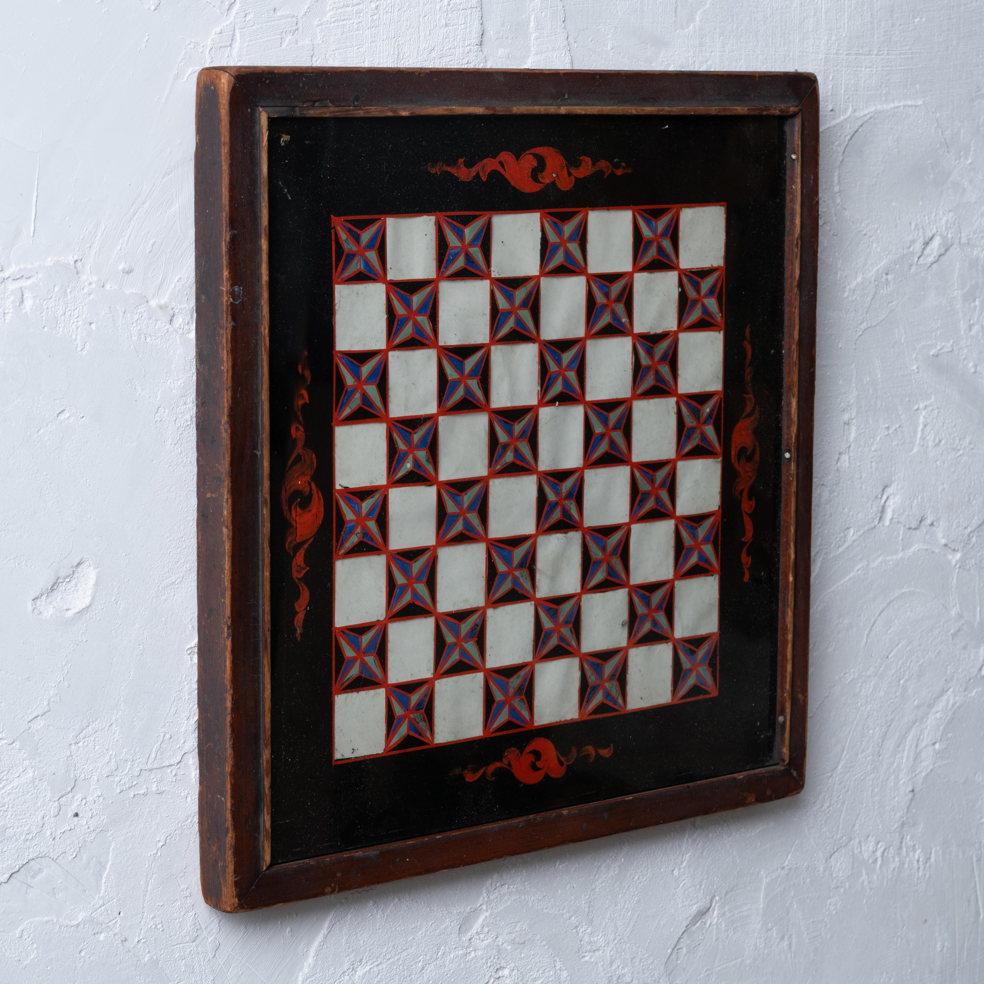 Glass Verre Eglomise Chess Board, c.1890 For Sale