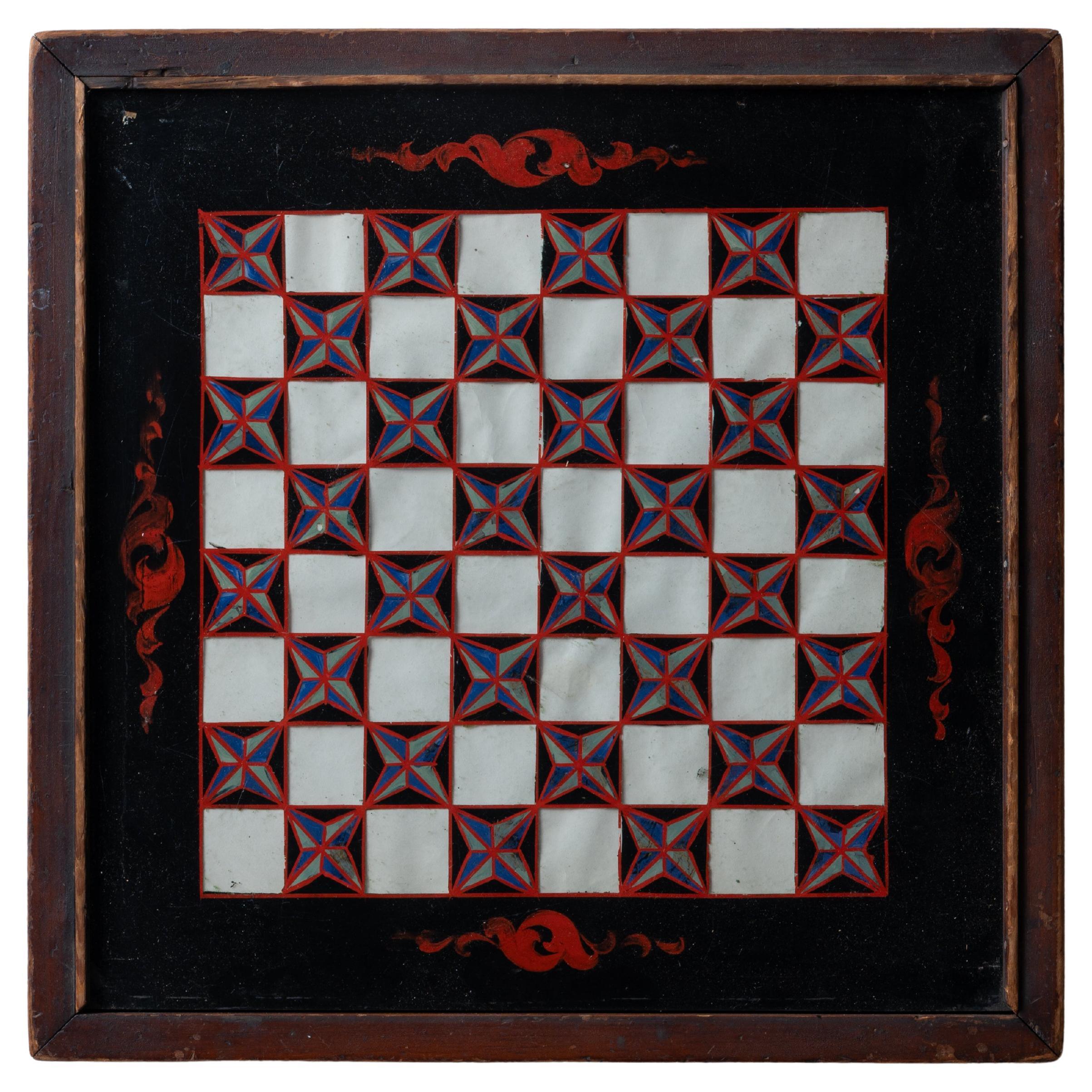 Verre Eglomise Chess Board, c.1890 For Sale