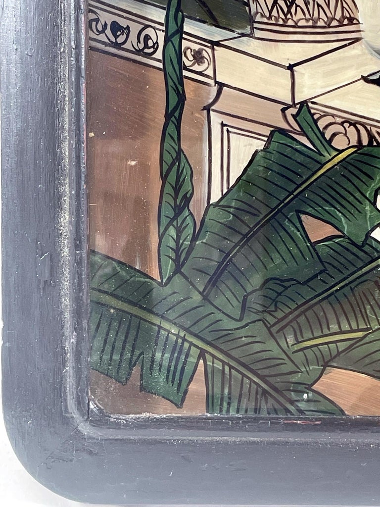 Verre Eglomise Chinese Export Reverse Glass Painting For Sale at 1stDibs