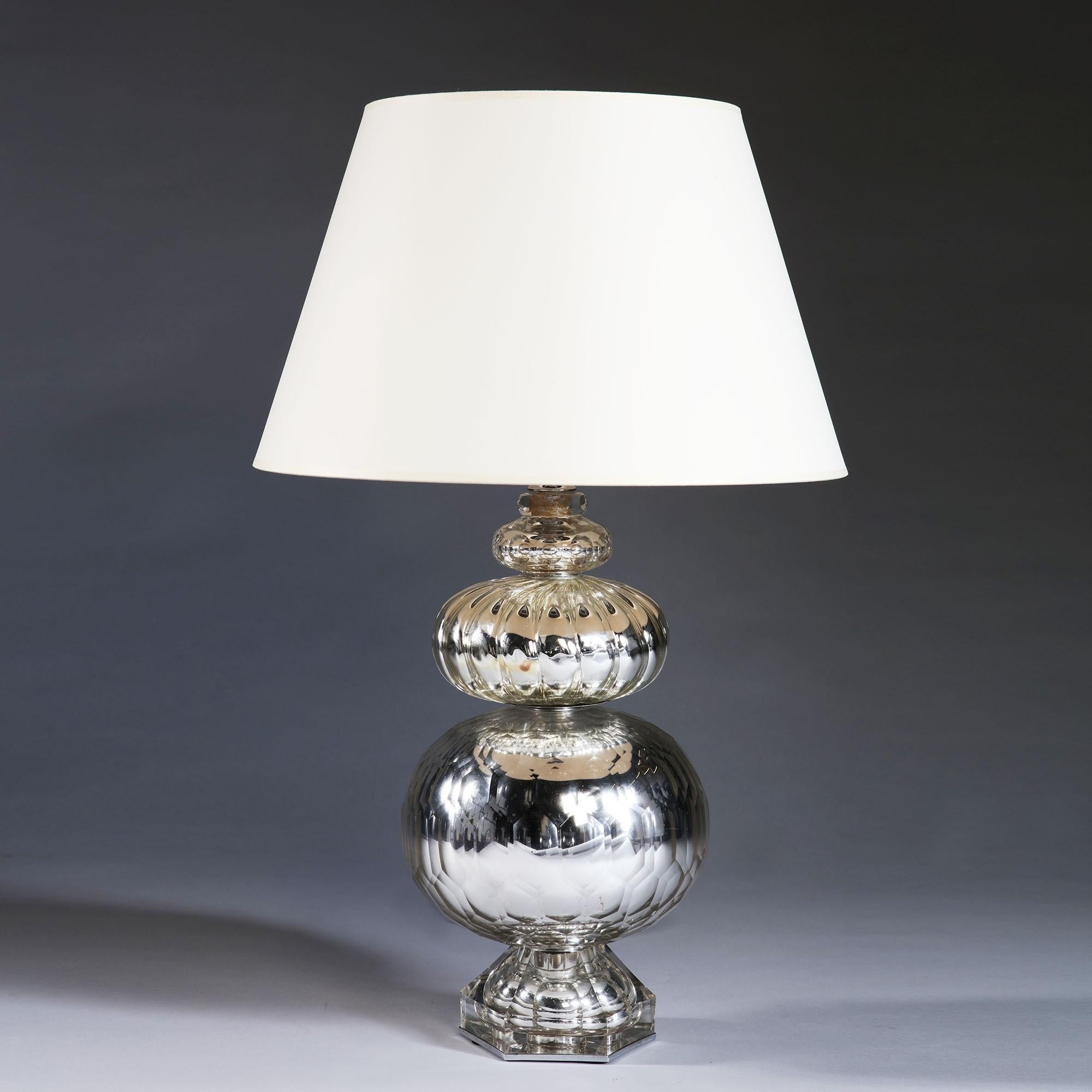 French Midcentury Verre Églomisé Table Lamp Attributed to Maison Bagues