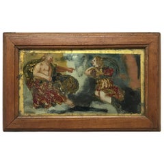 Verre Églomisé Painting of God and Archangel 