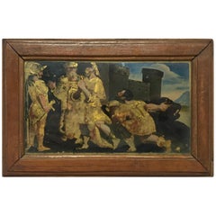 Verre Églomisé Painting of Soldiers Outside Castle