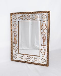 Verre églomisé Venetian-style mirror with parecloses, early 20th century