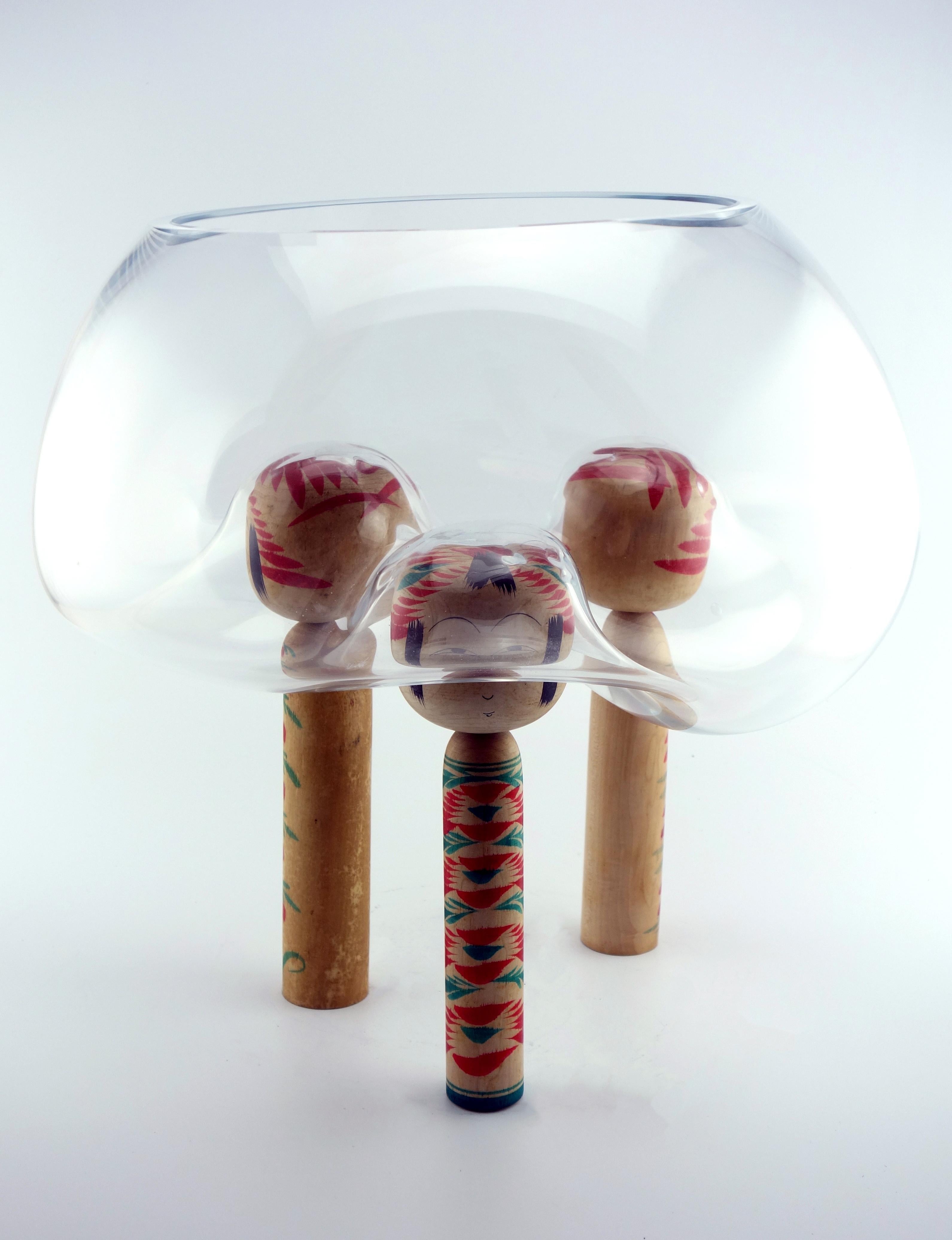 Verre Soufflé - Poupées KOKESHI - Boi tourné polychrome - Japon - 20e In condizioni ottime in vendita a PANTIN, FR