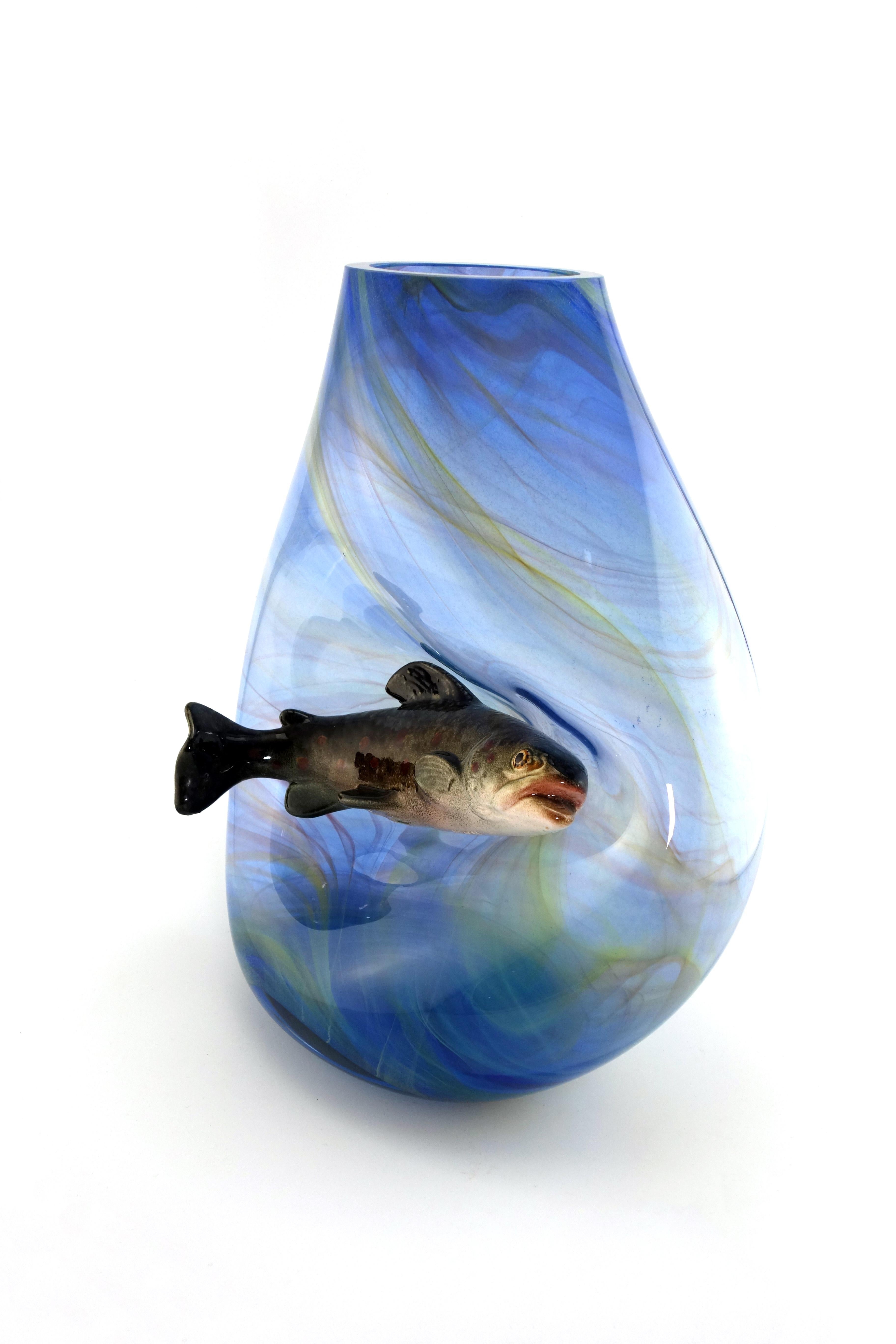 Verre Soufflé - Truite en céramique - Frankreich - Mitte 20e (Französisch) im Angebot