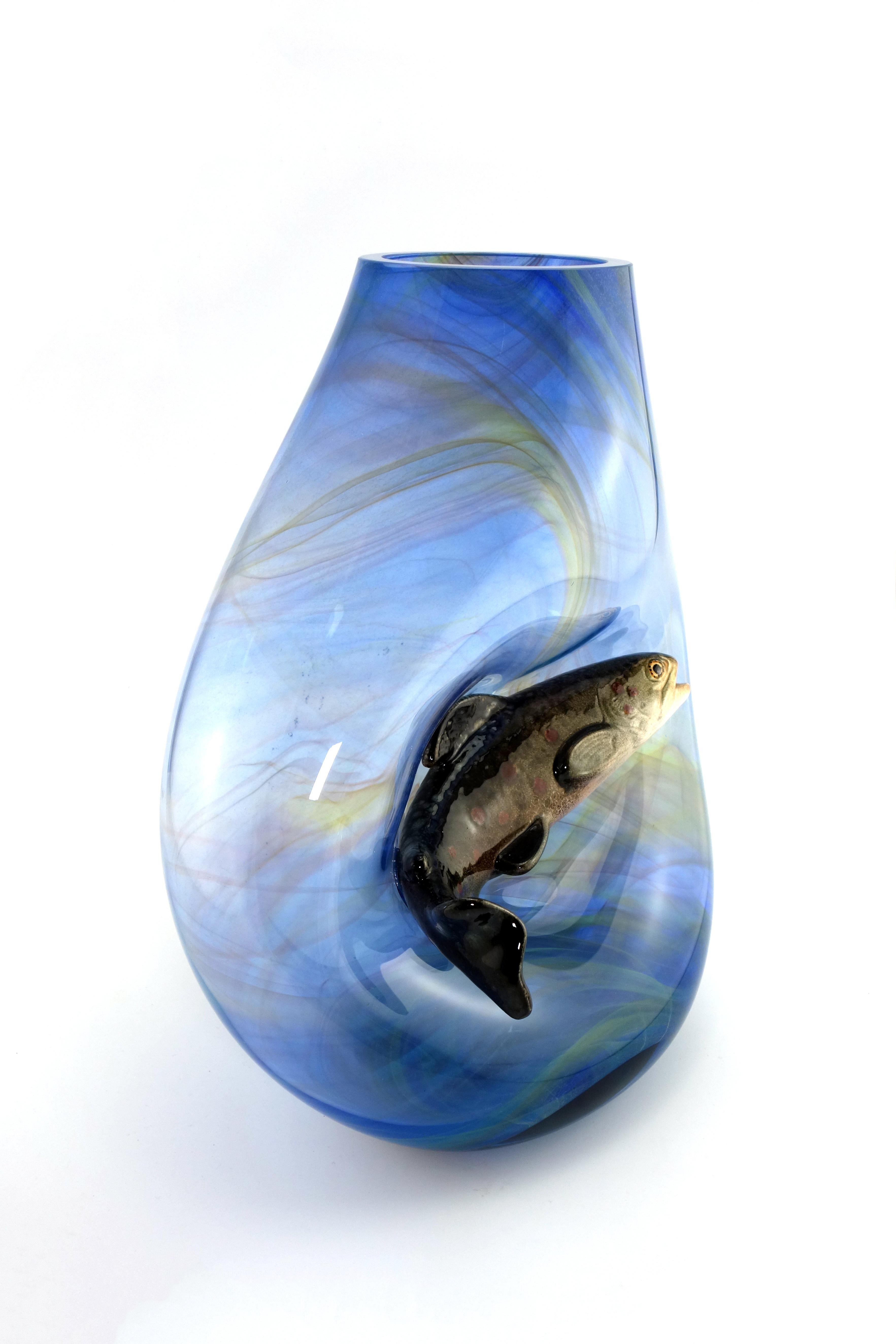Verre Soufflé - Truite en céramique - Frankreich - Mitte 20e im Zustand „Gut“ im Angebot in PANTIN, FR