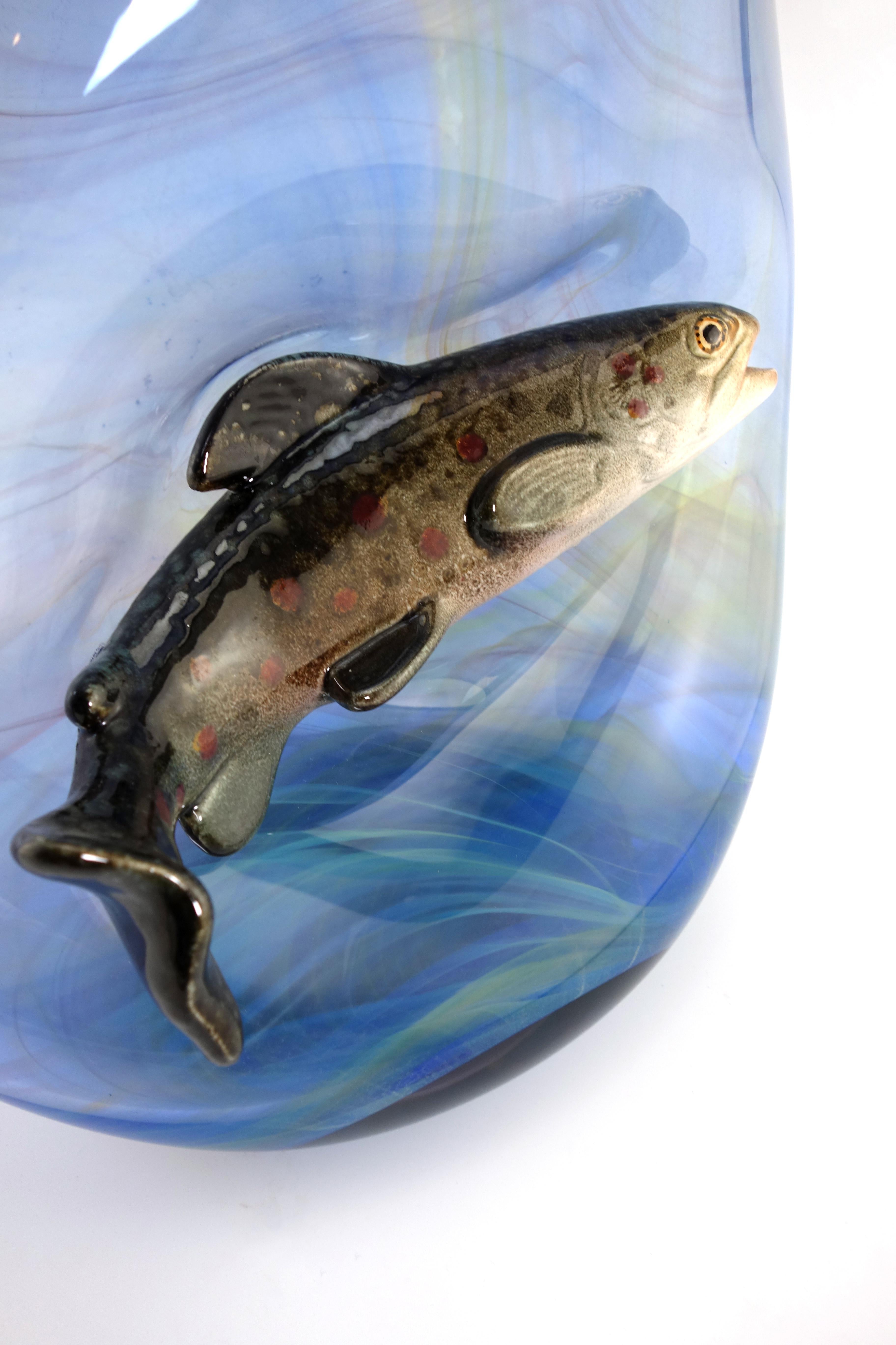 Verre Soufflé - Truite en céramique - Frankreich - Mitte 20e (20. Jahrhundert) im Angebot