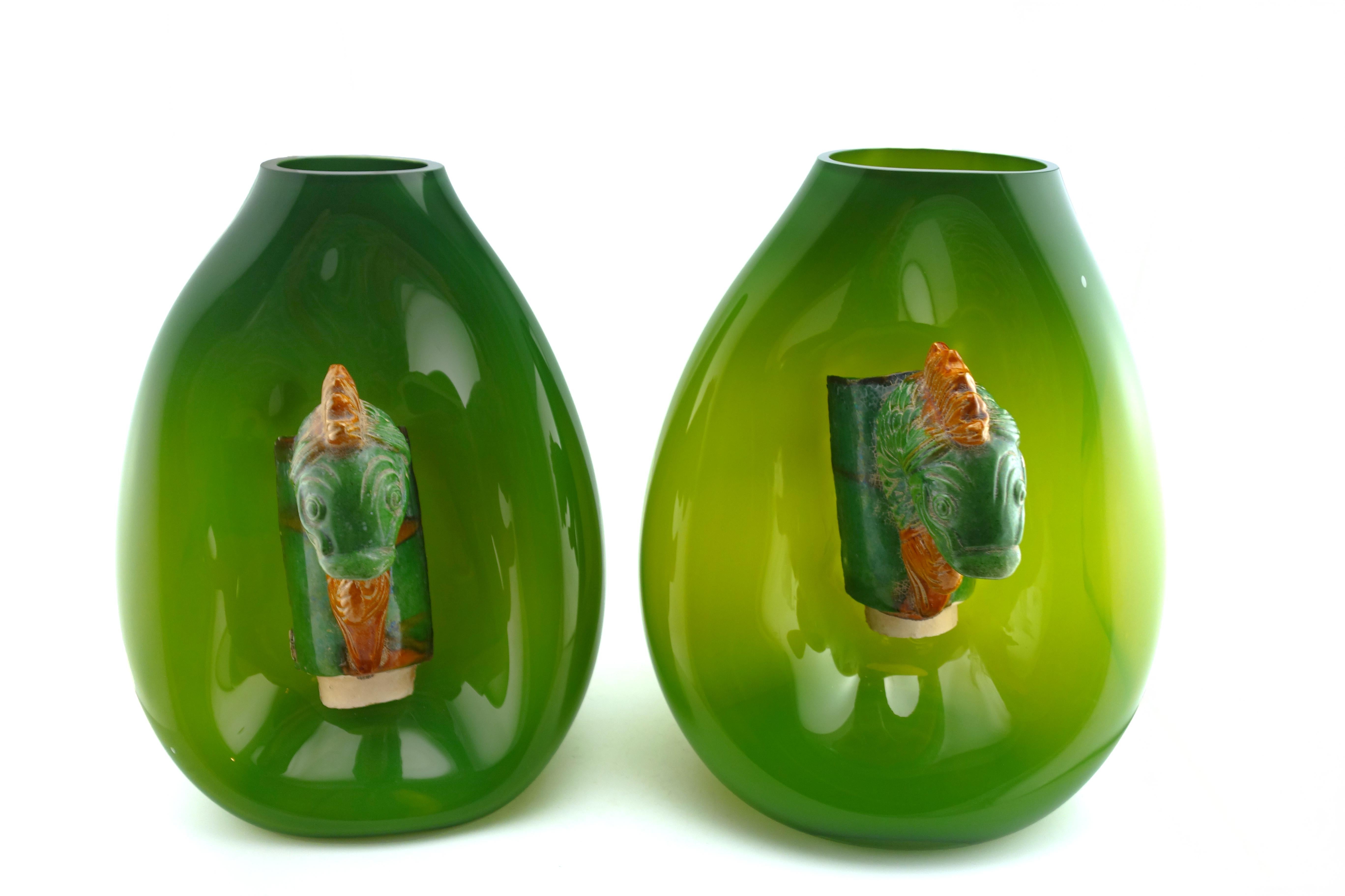 Verre Soufflé - Tuile faitière - Céramique - Chine - 21e in vendita 1