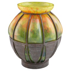 Verrerie D'Art Lorraine Glass With Wrought Iron Frame c1925