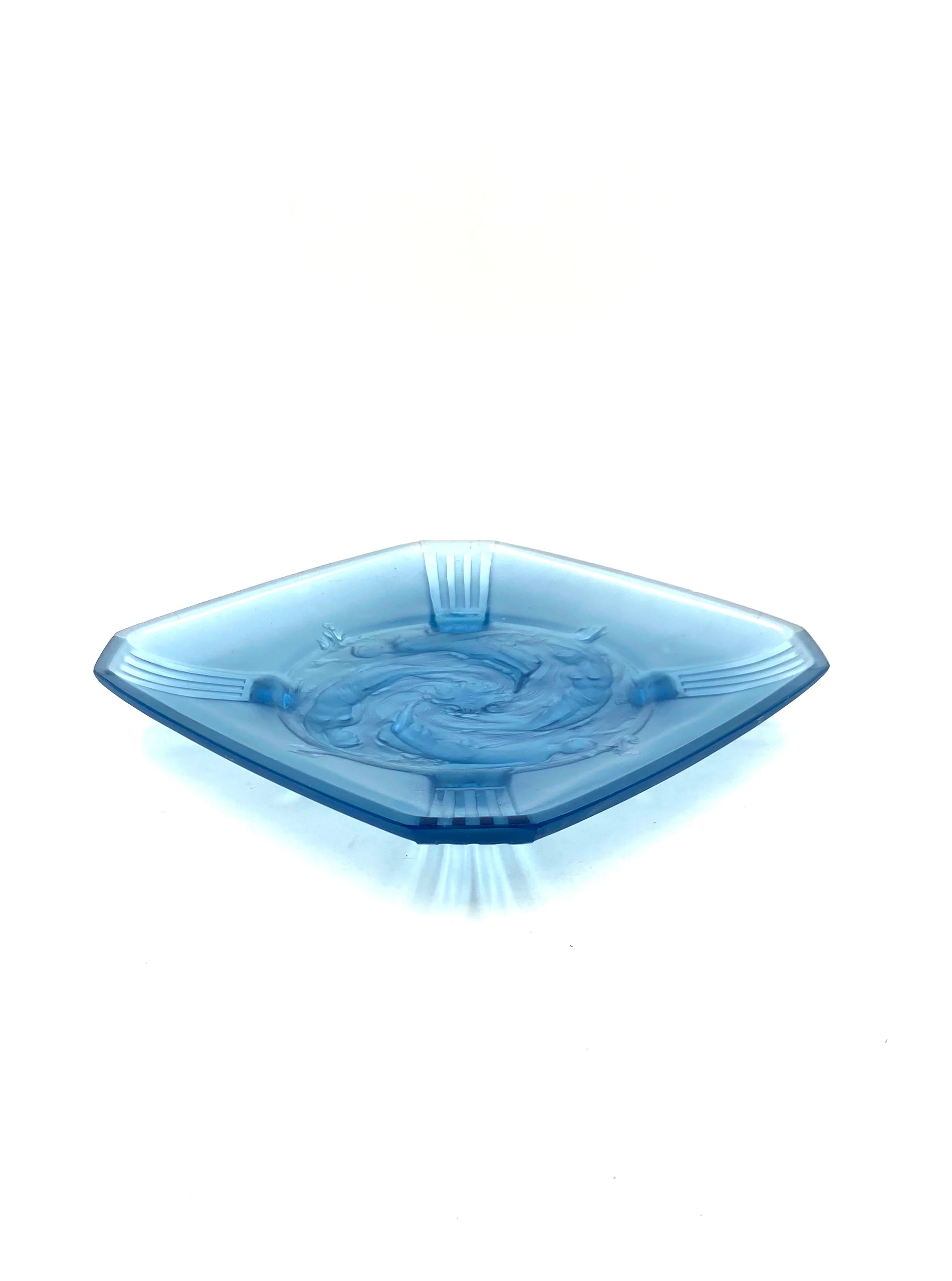 Verreries Des Hanots, Important 'Naiads' Molded Glass Tray, France, 1930s For Sale 7
