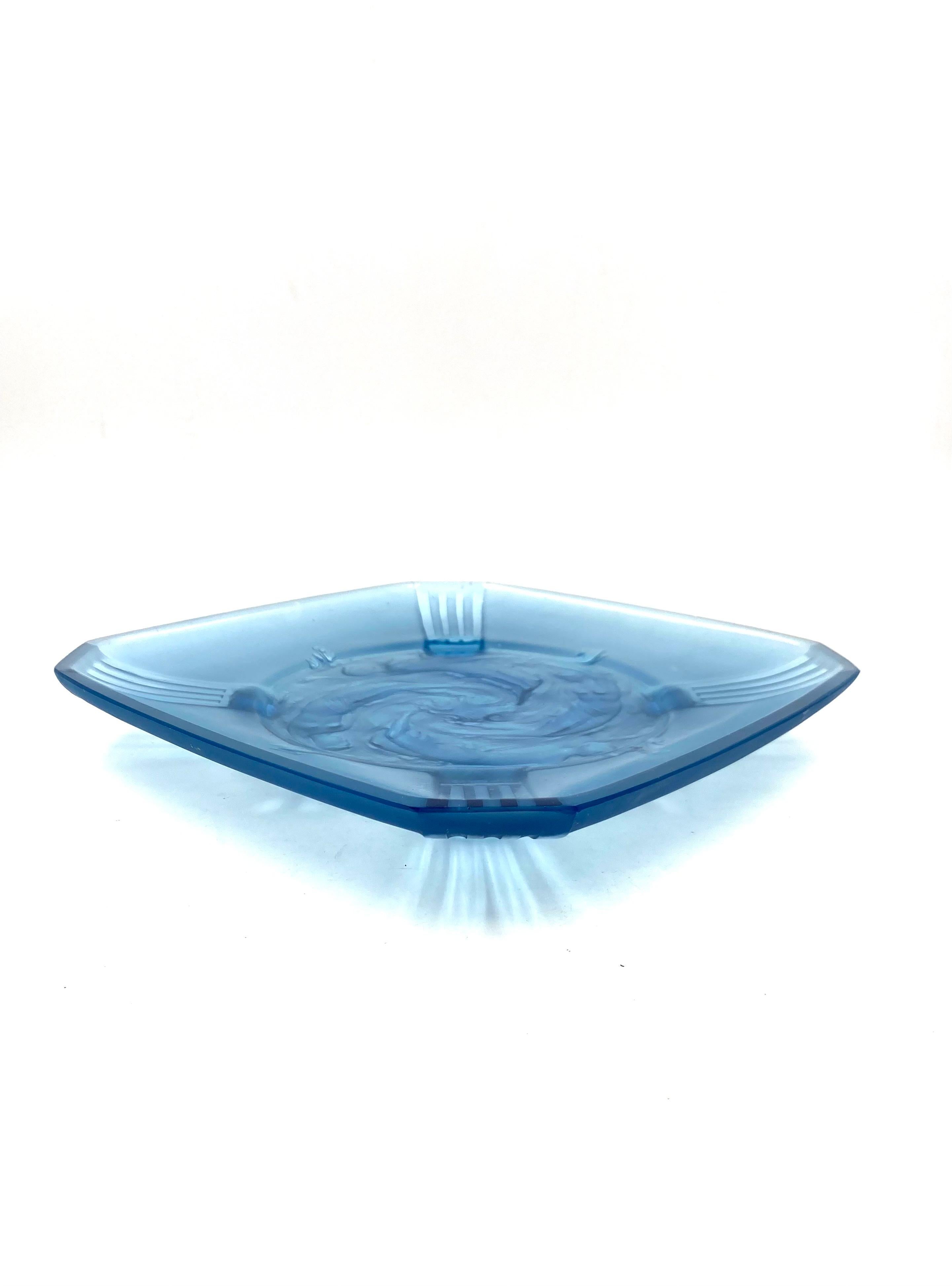 Verreries Des Hanots, Important 'Naiads' Molded Glass Tray, France, 1930s For Sale 8