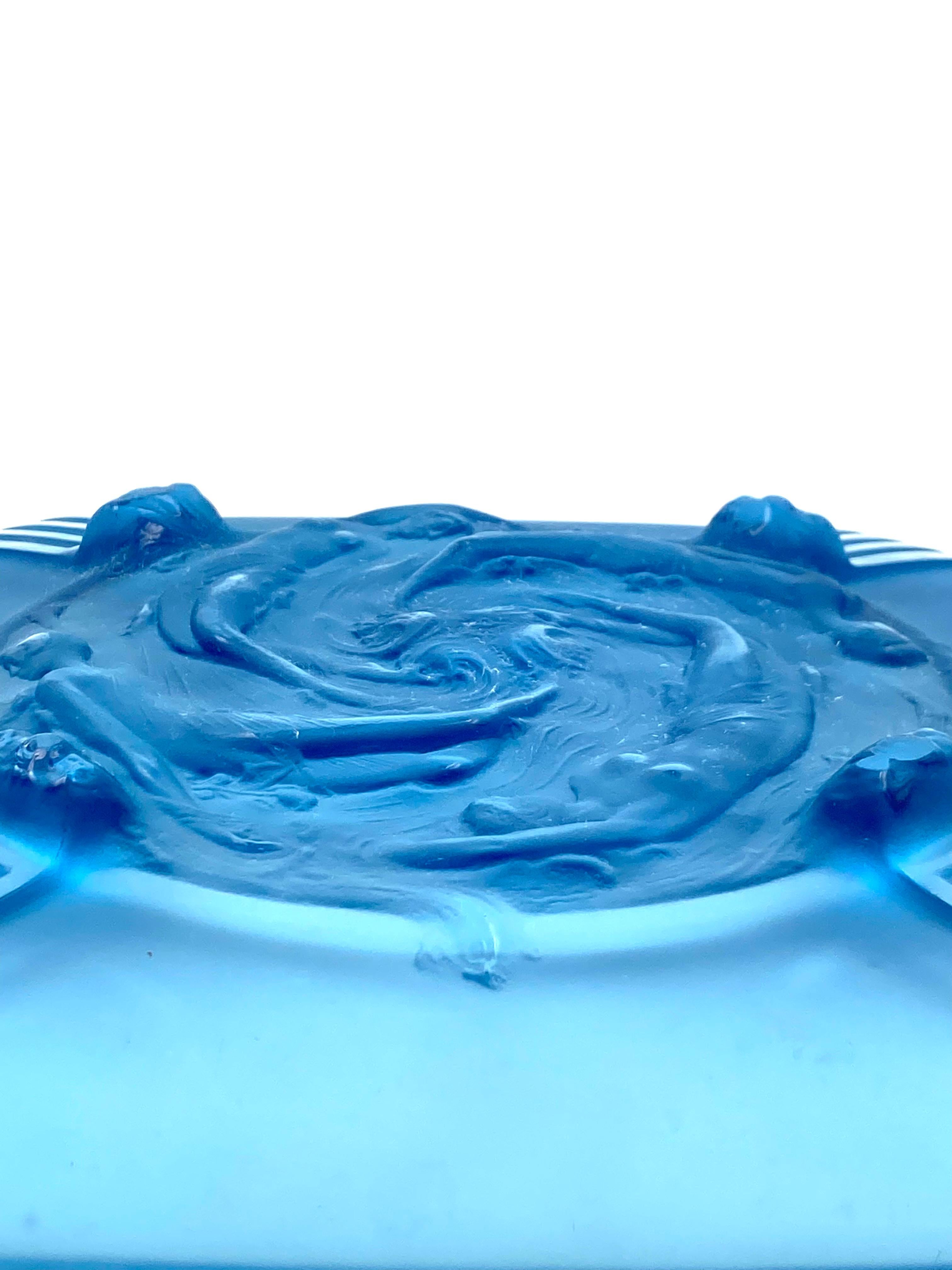 Verreries Des Hanots, Important 'Naiads' Molded Glass Tray, France, 1930s For Sale 13