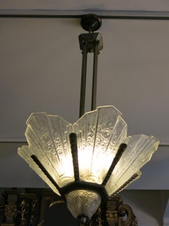 Art Verrier Des Hanots Lampadario a sospensione in stile Art Déco francese