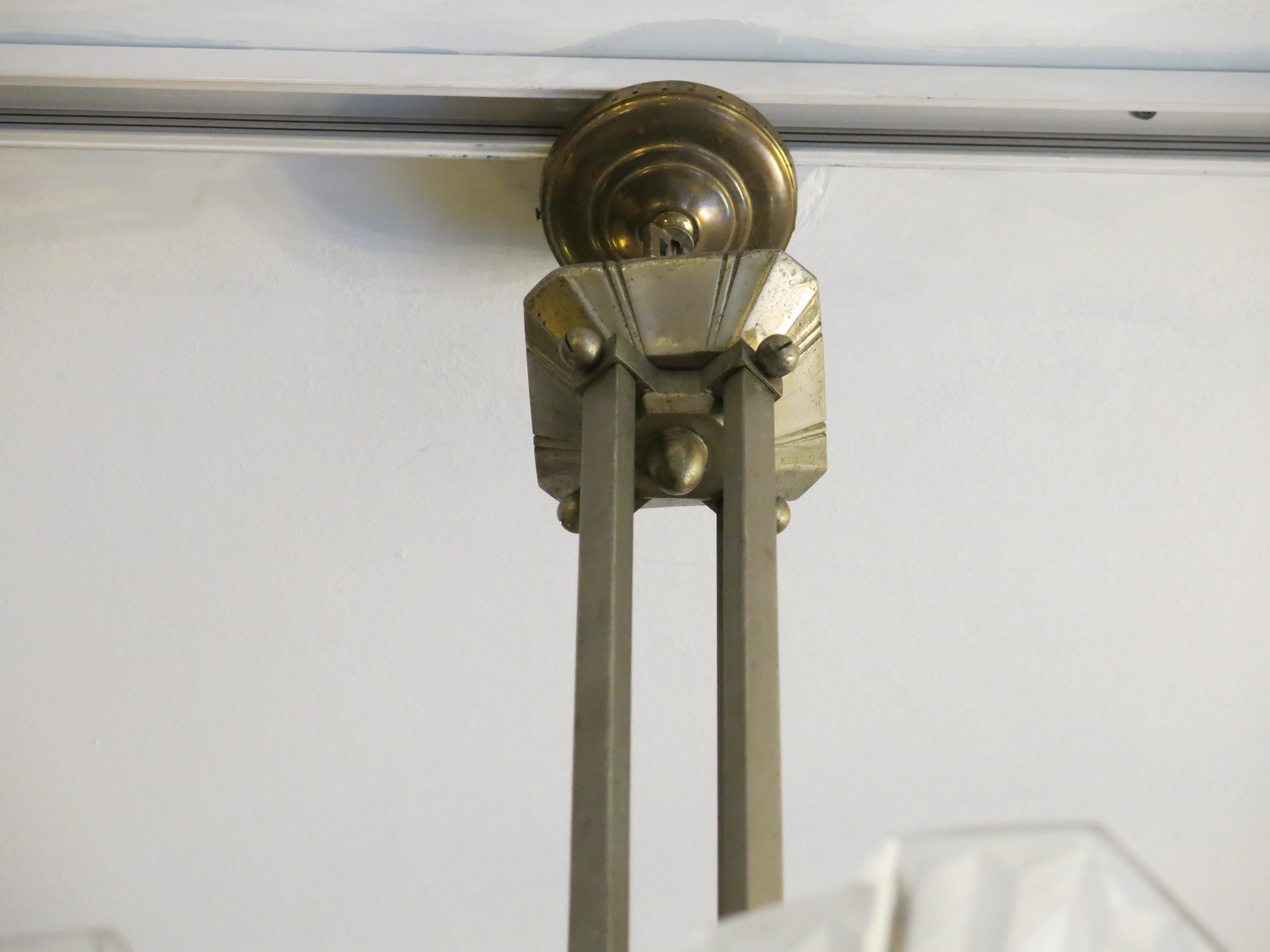 Vetro Art Verrier Des Hanots Lampadario a sospensione in stile Art Déco francese in vendita